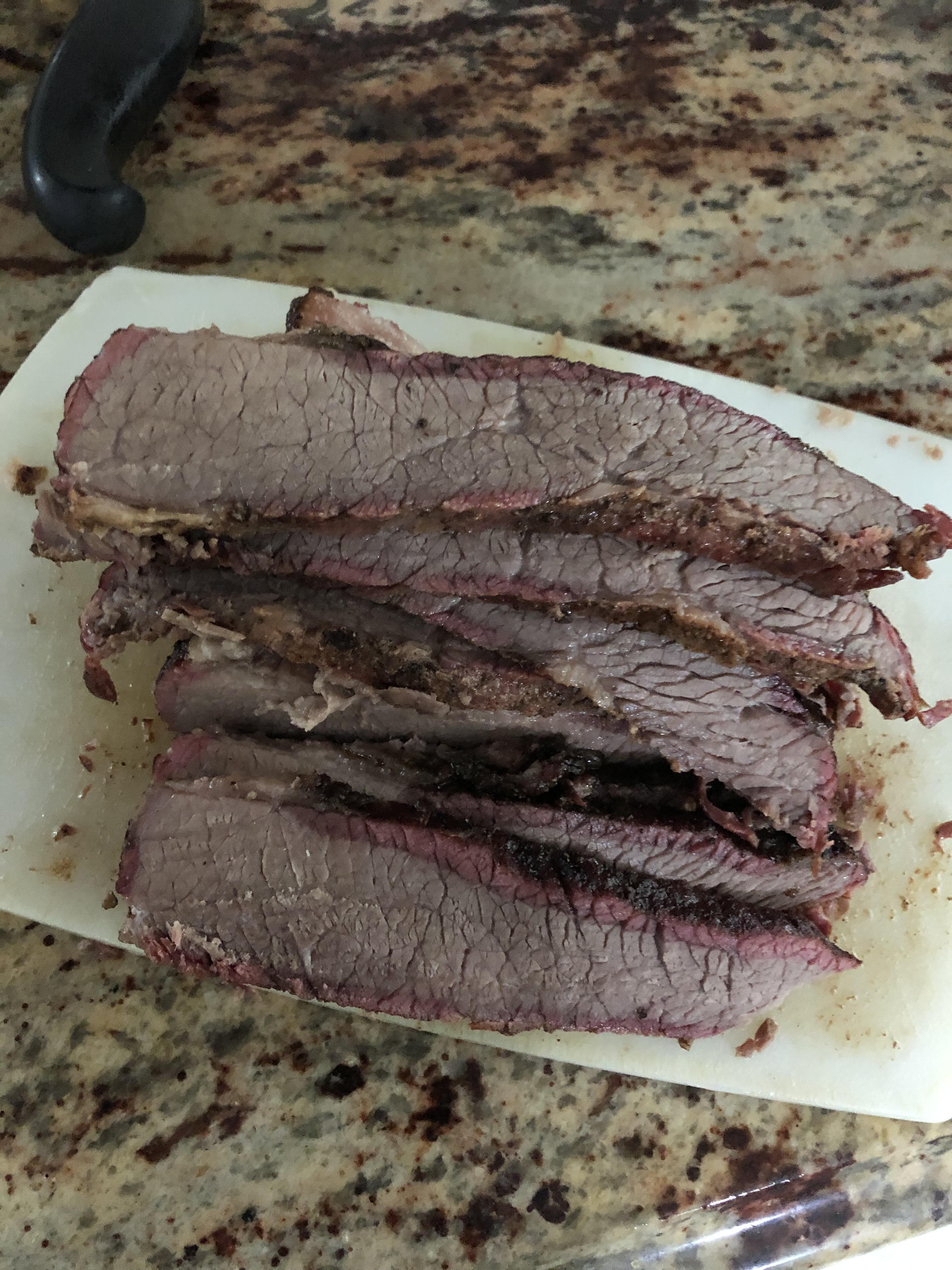 Full Packer Brisket on the traeger for 6 hours. Cut was 3 lbs and came