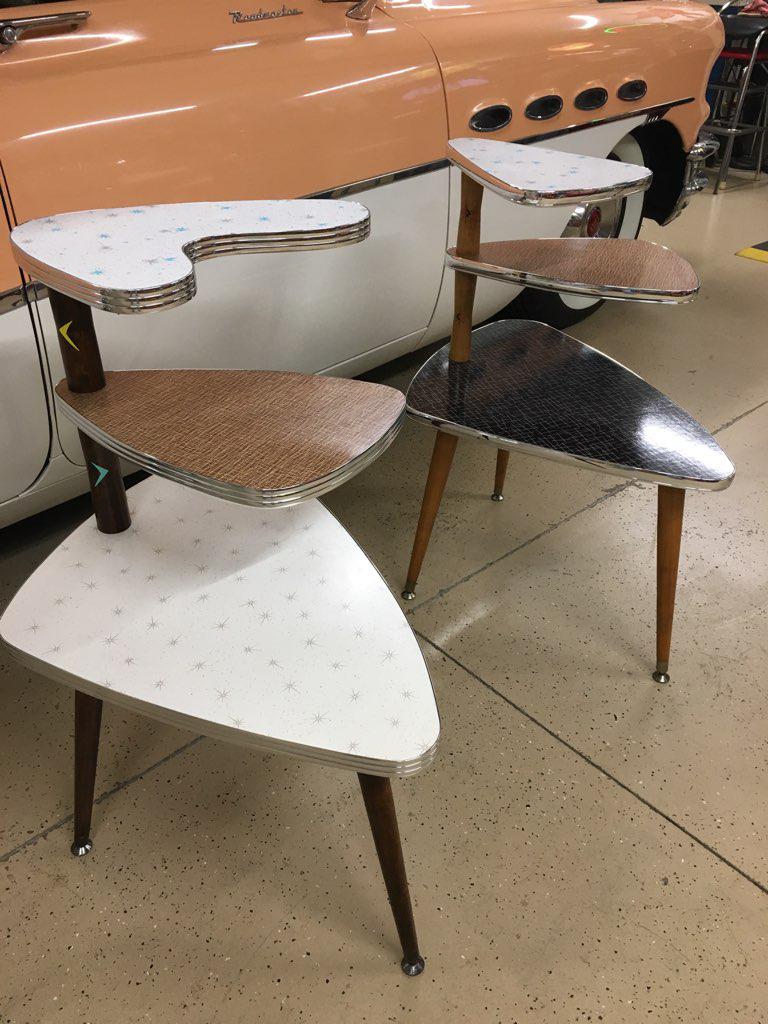 Custom mid century style tiered tables made from 50s formica r/Mid