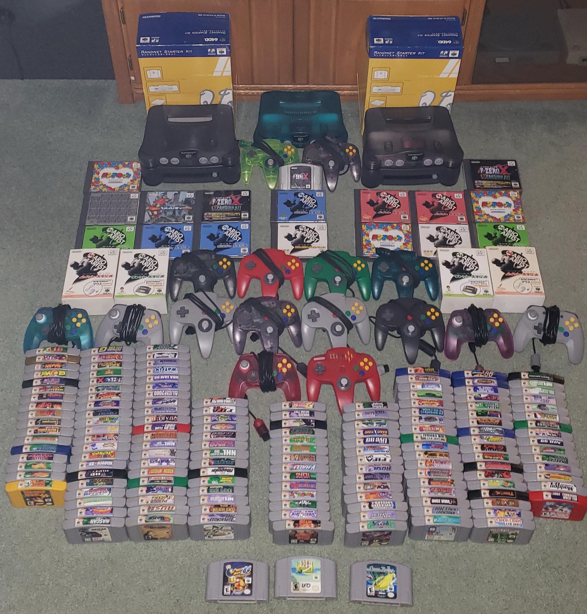 My collection, 1/2 NTSC library, 2 Disk Drives, 8/10 DD Games n64