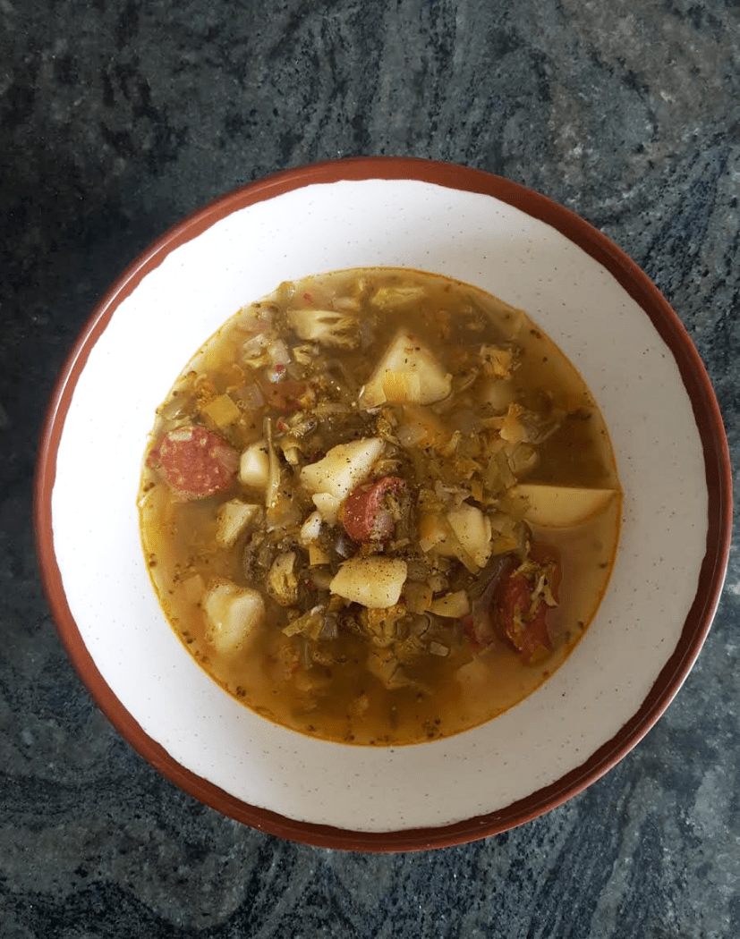[Homemade] spicy Chorizo, potato and vegetable soup r/food