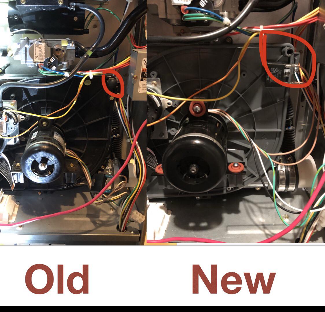 New Inducer Motor Missing Rubber Cap, Slight moisture developing