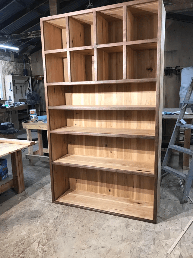 My first furniture project. This is a closet organizer. Hickory plywood