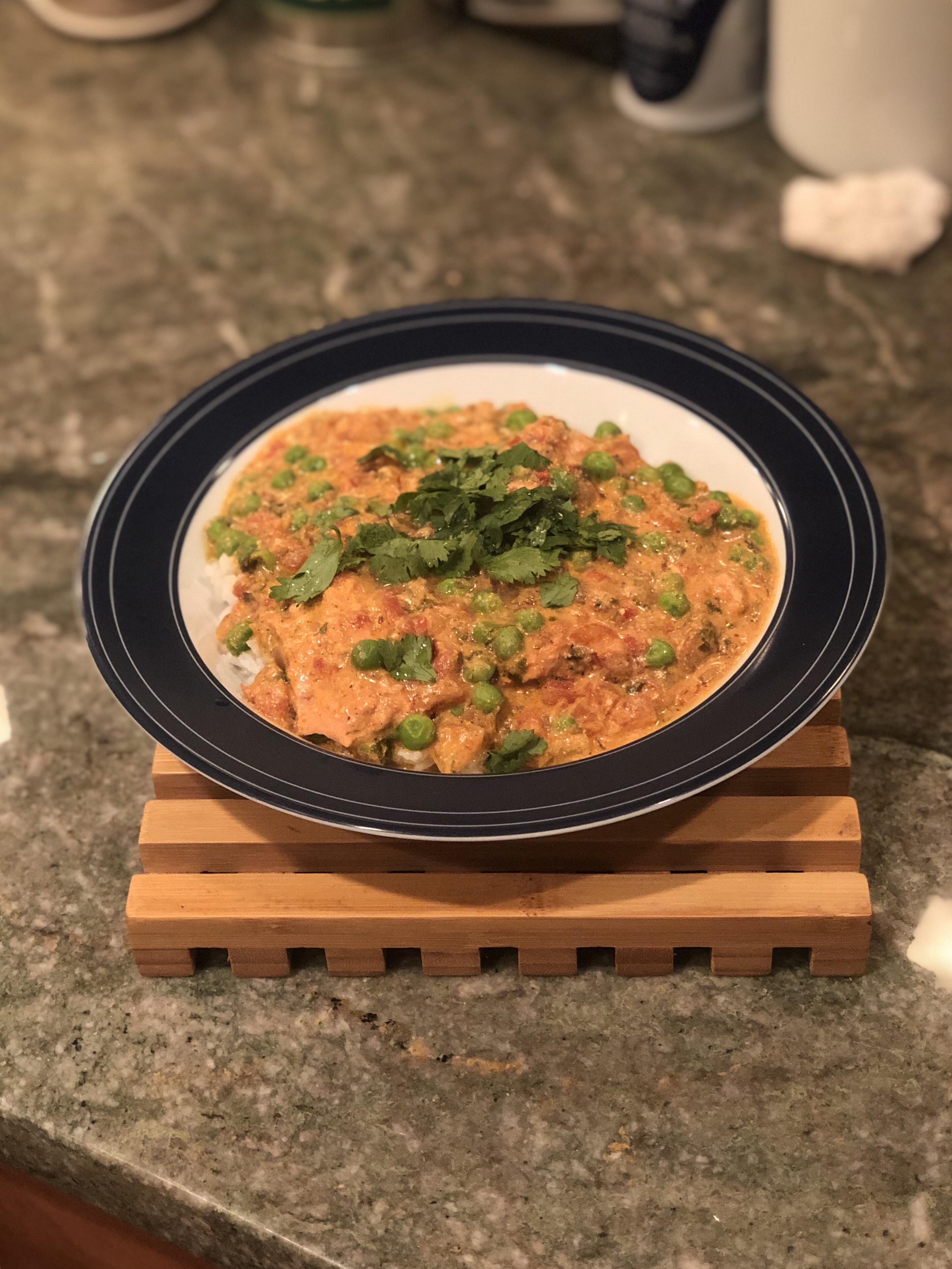 Homemade chicken tikka masala, 576 calories including a full serving of
