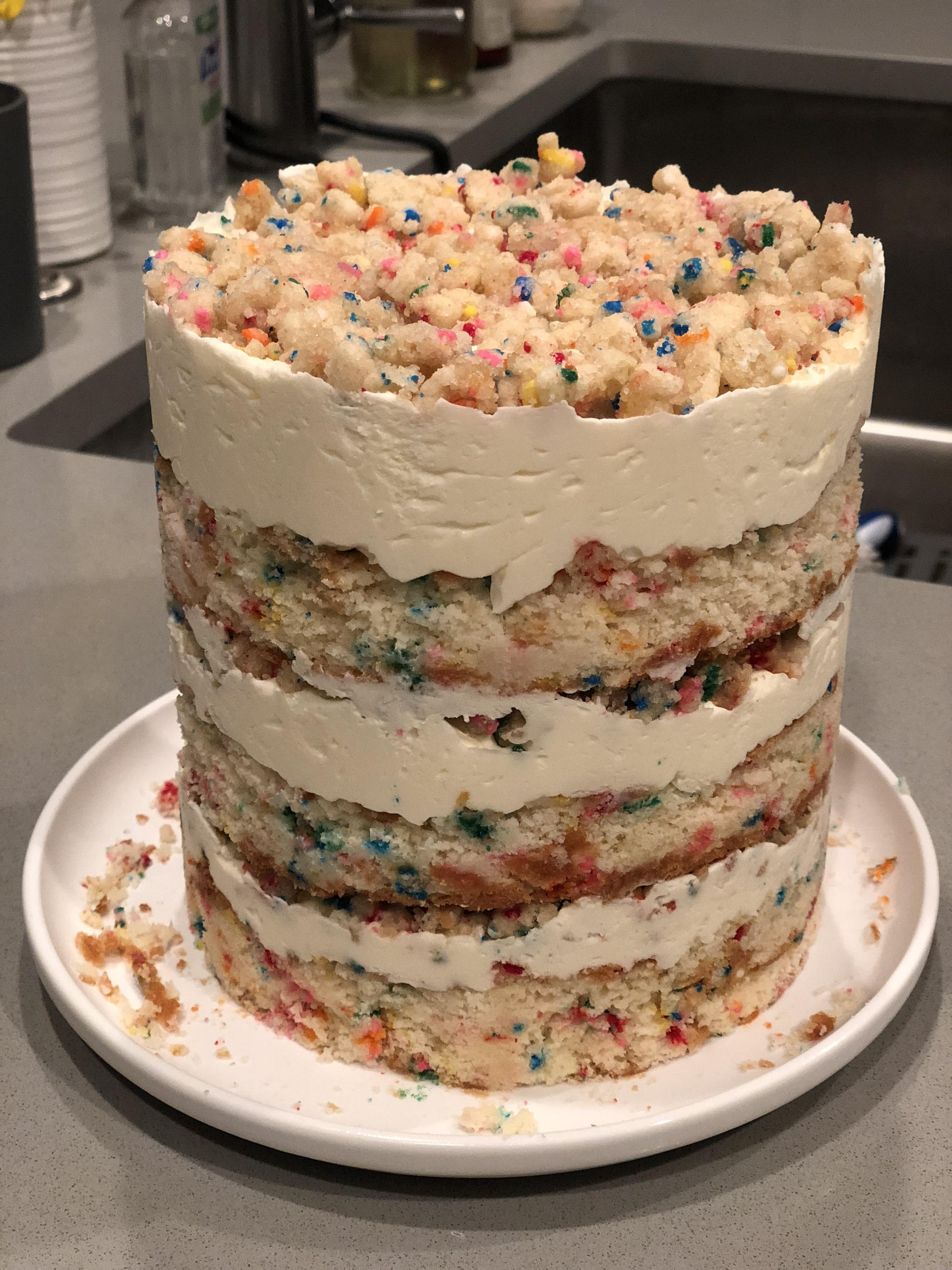 Attempt at the famous Milk Bar birthday cake! First time baking an a