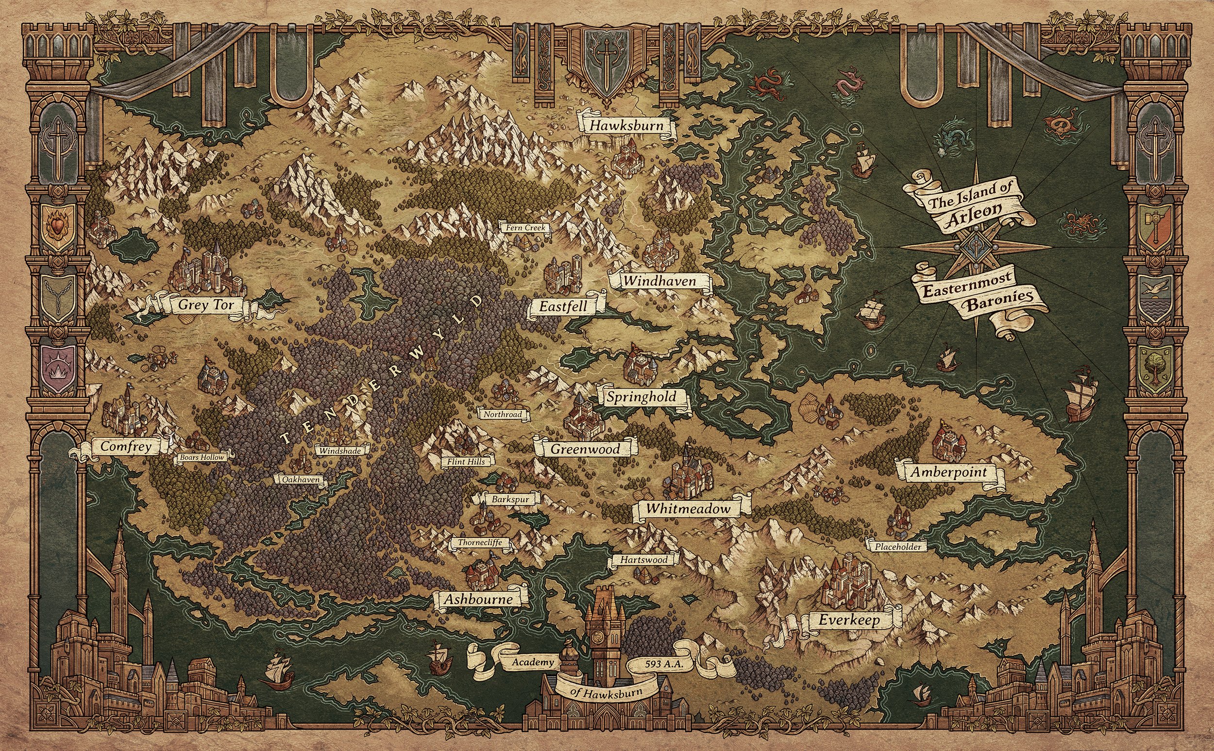 Map for the country of Arleon A fantasy nation in our game Songs of