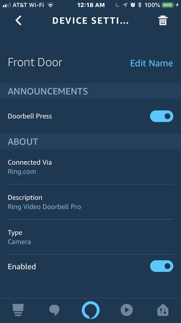 Doorbell Press setting for Ring doorbell in Alexa app? What does that