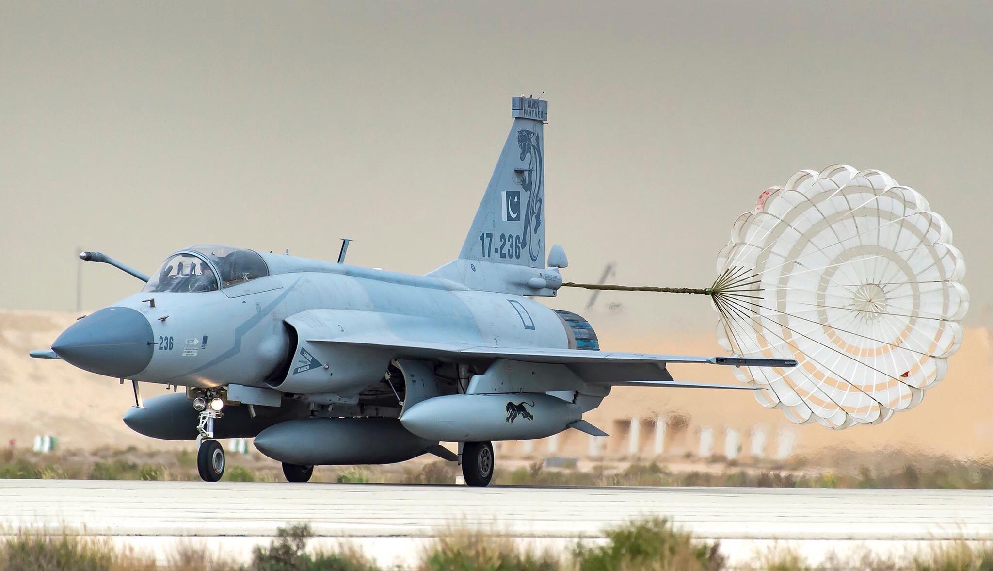 Pakistan Air Force JF17 Thunder landing at King Abdulaziz Air Base for