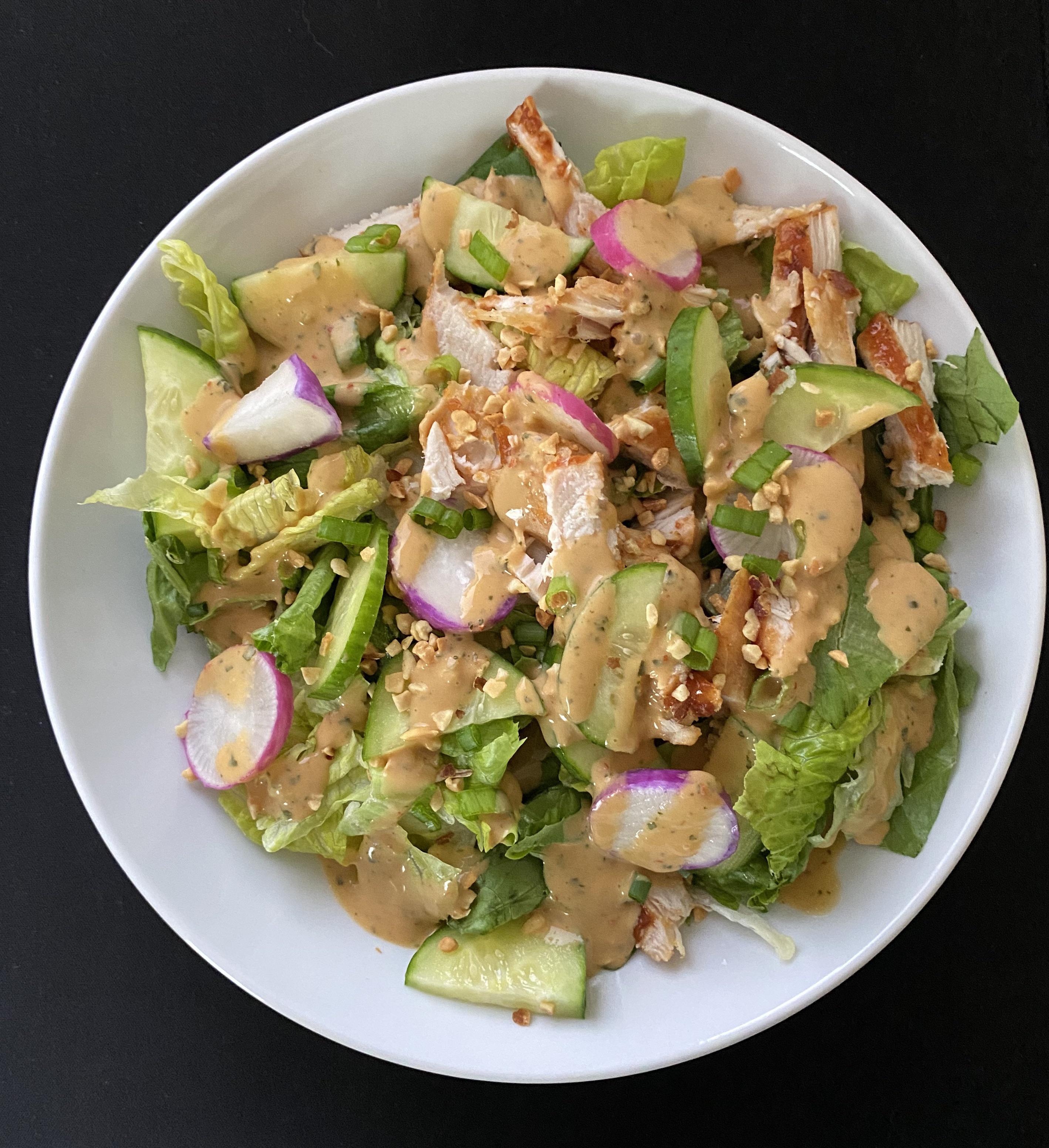 New spicy cashew butter salad dressing tastes like Thai food! Very delicious, would