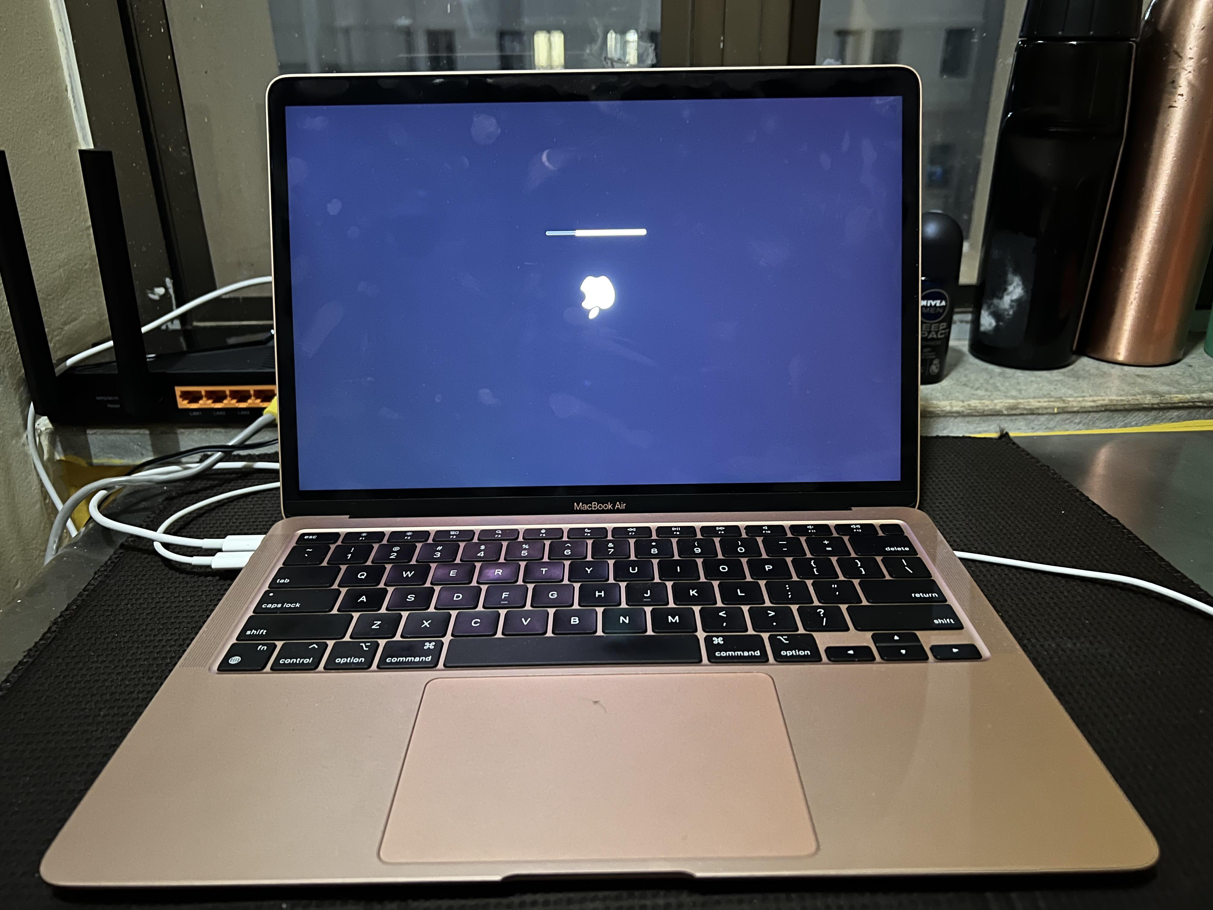 Was updating to Monterey on M1 MacBook Air, and suddenly the update screen flipped, is this