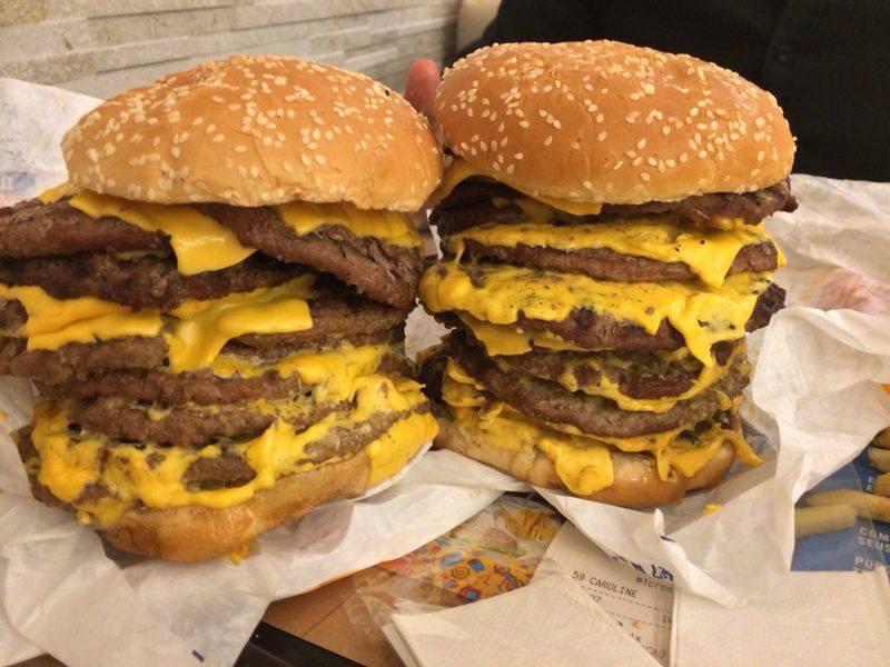 Asked the guy at Burger King to give us two Stackers with as many meat patties as physically