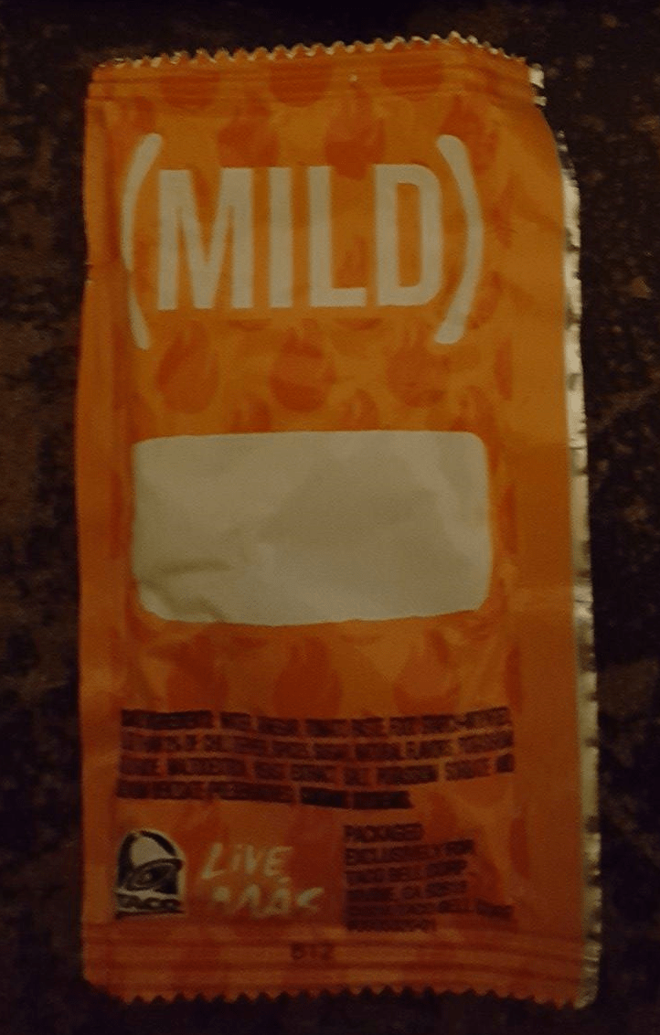 This blank Taco Bell (Mild) sauce packet r/mildlyinteresting