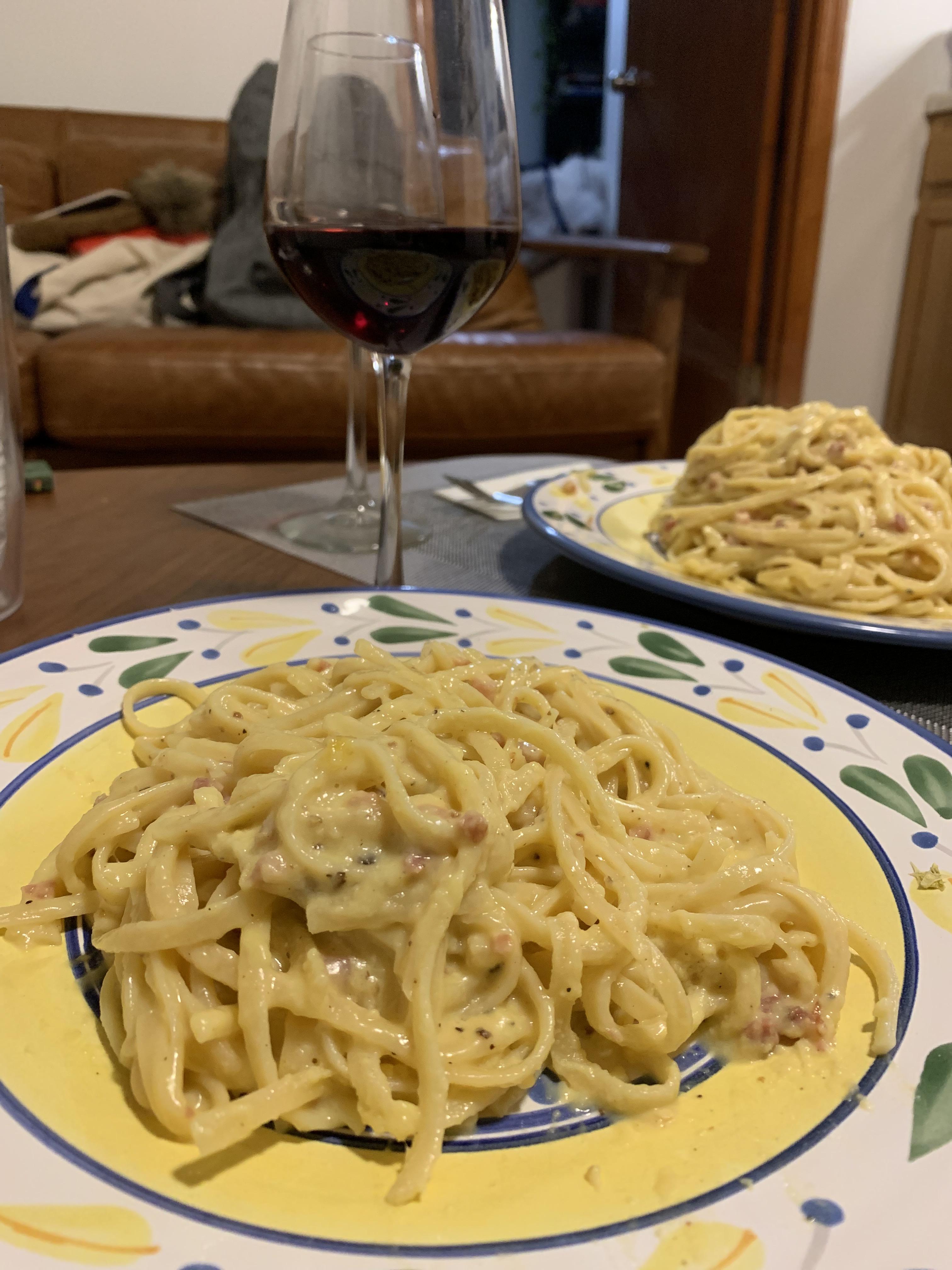 Homemade Spaghetti Carbonara in NYC. r/FoodPorn