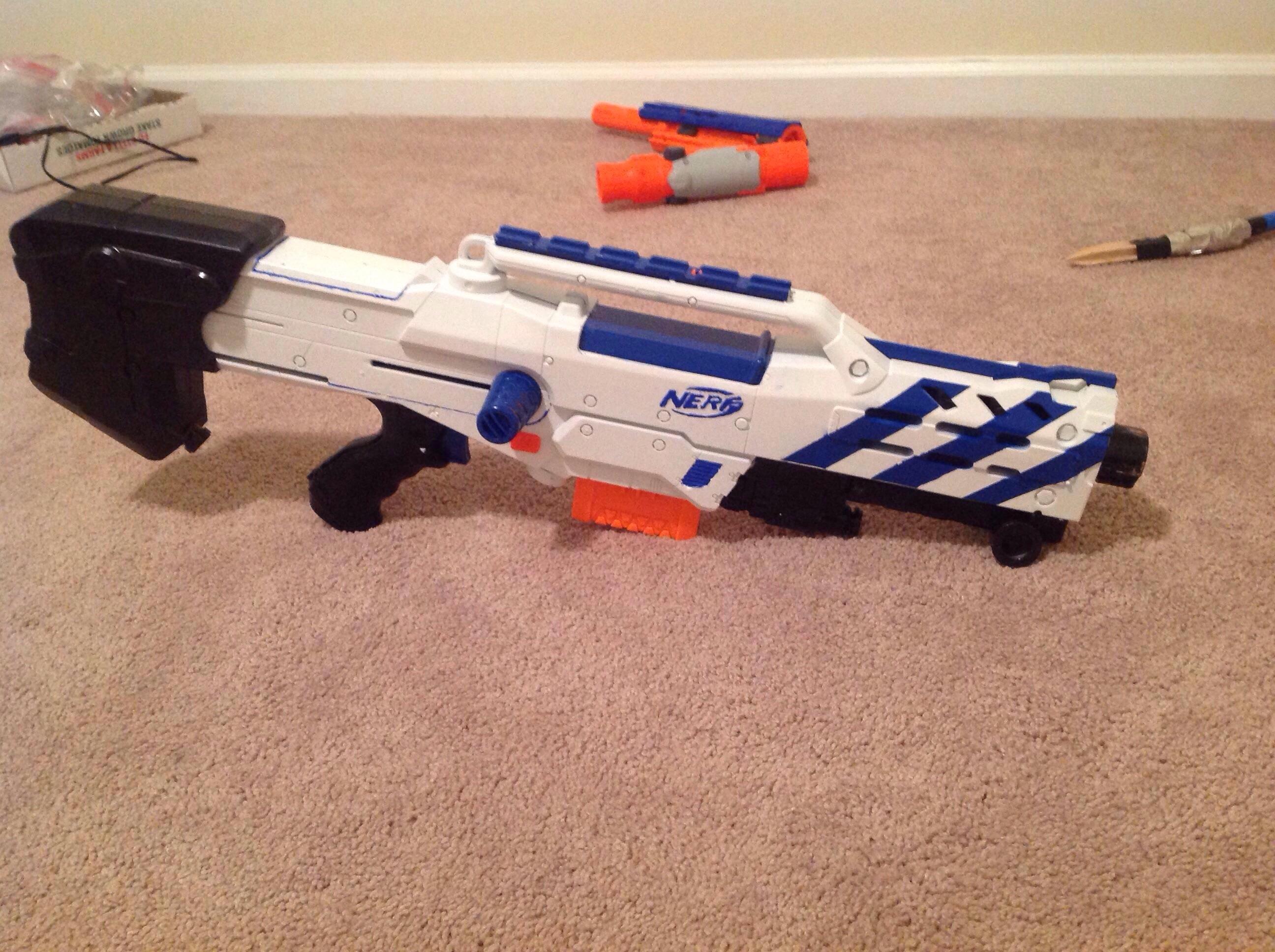 My modded and painted Zombie Strike Longshot. AR removal,spring