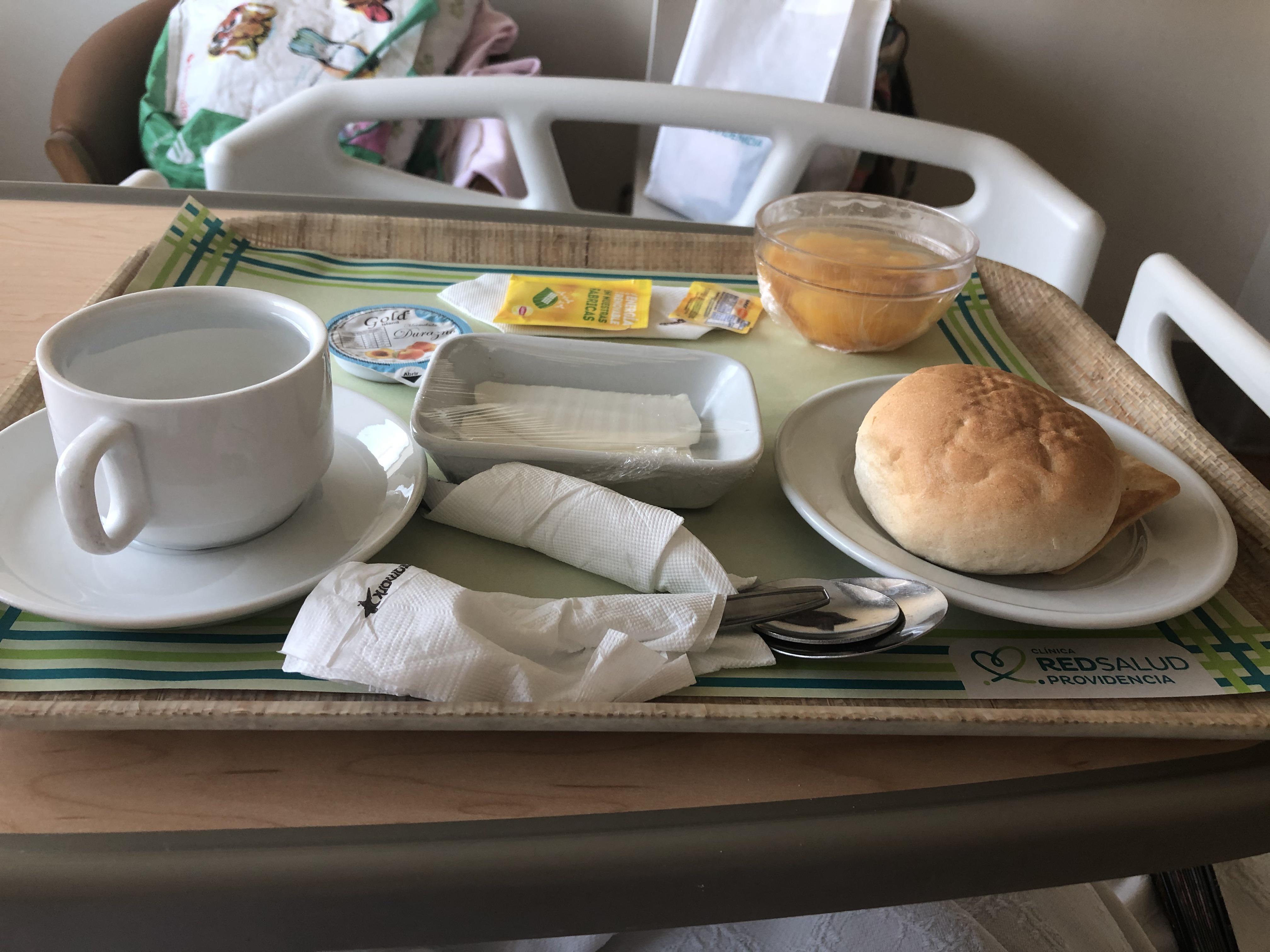 My sugarfree hospital breakfast in Chile, February 2020. A savoury