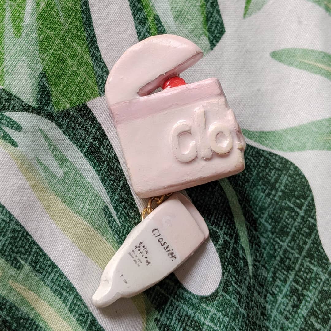 First time using Sculpey! I made a lil pin of the nightstand duo r