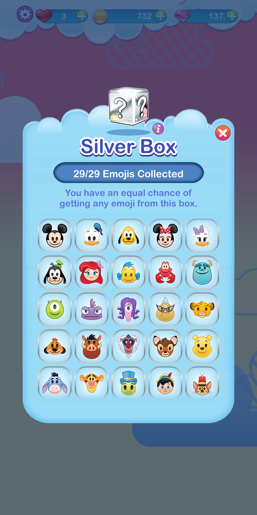 Finally collected all the silver box emojis! 🎉 r/disneyemojiblitz