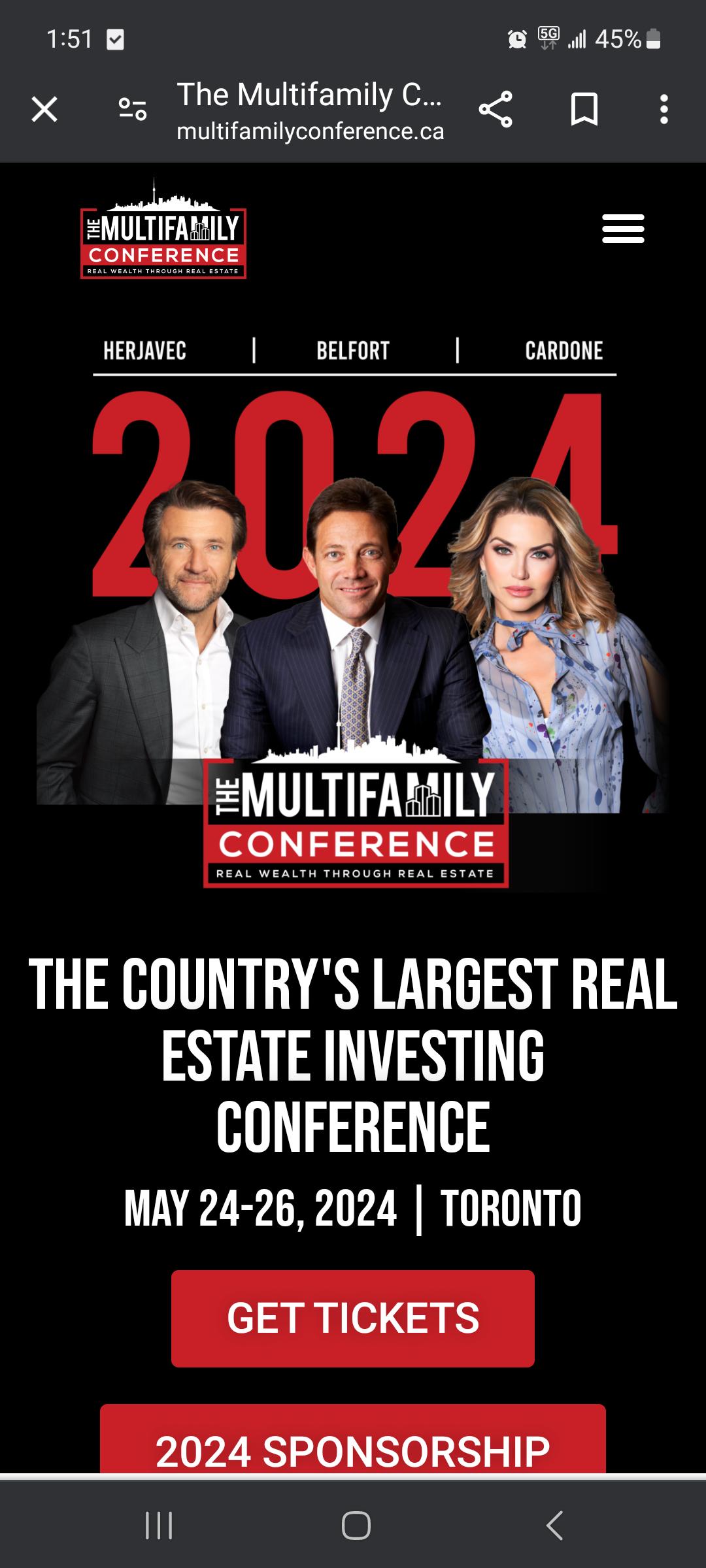 Big conference of real estate speculators happening may 2426. This has