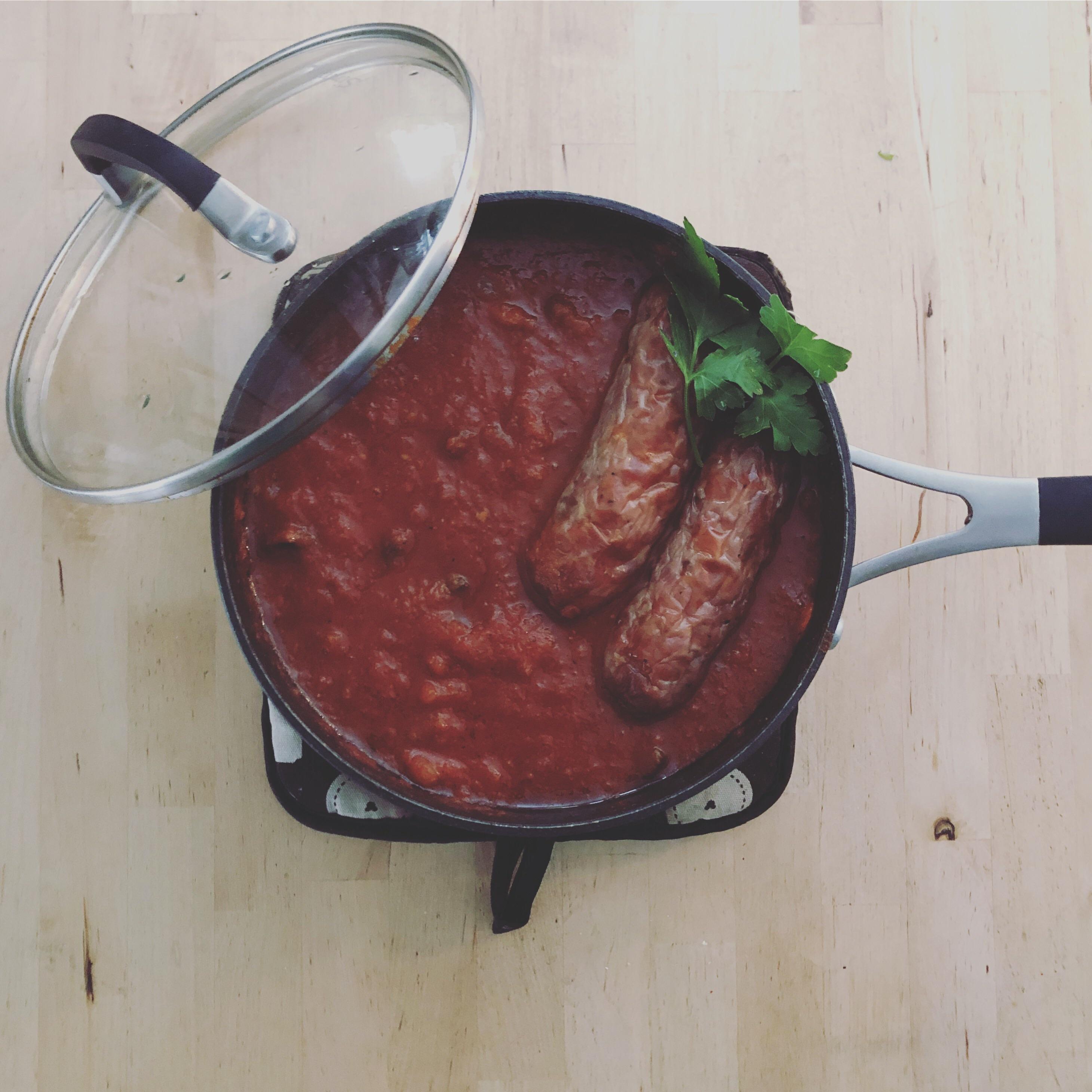 Sunday Gravy and Italian Deer Sausage [OC] [1080x1080] r/FoodPorn