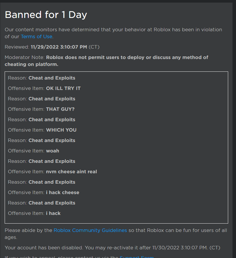 offensive item woah r/ROBLOXBans