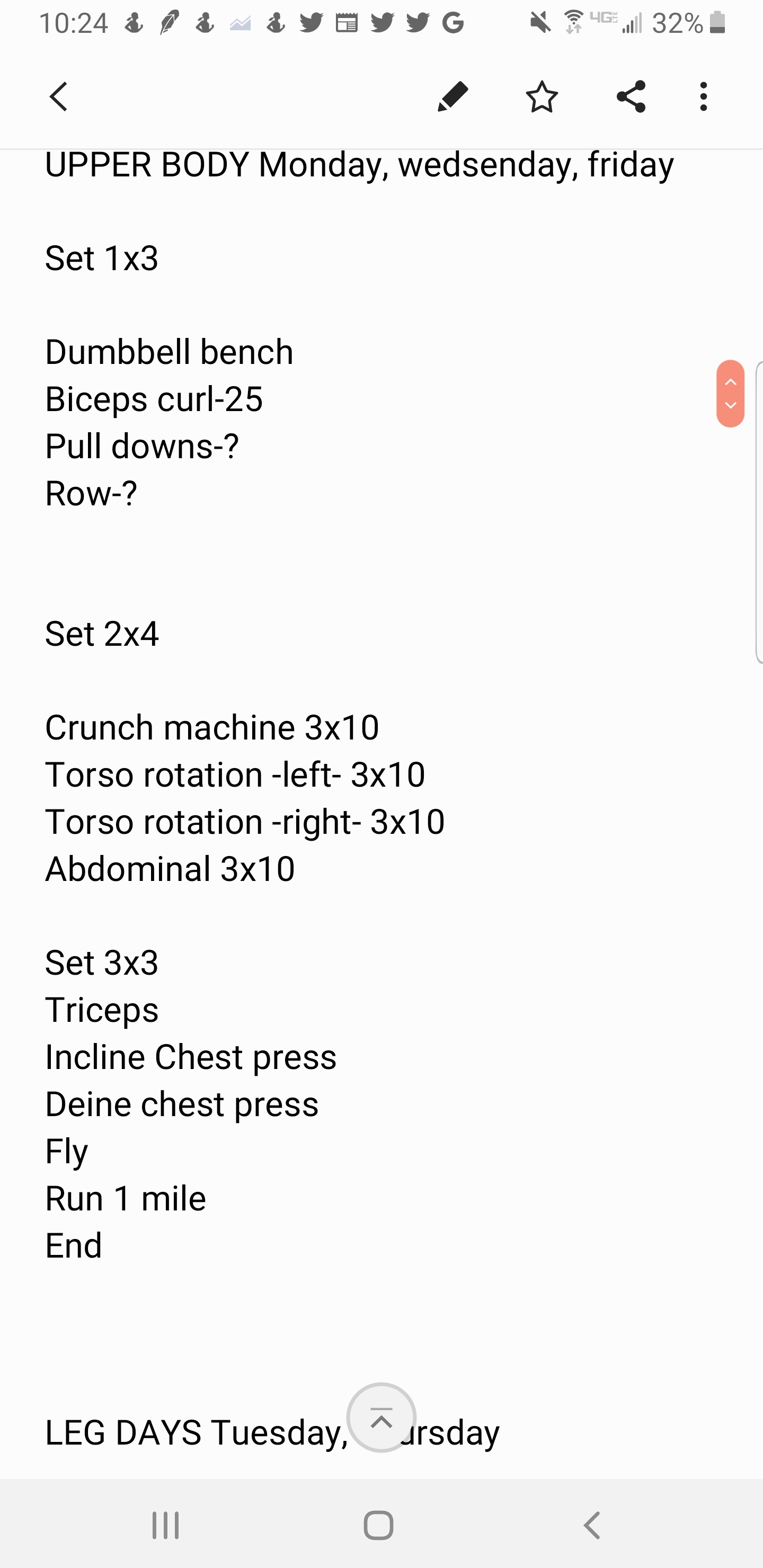 Here is my workout I am starting to do every 34 days. I'm switching