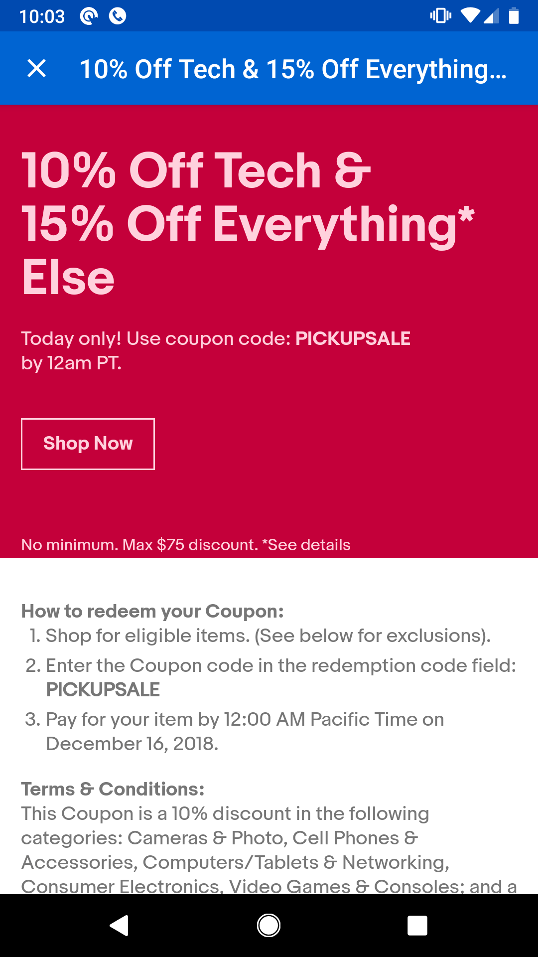 15 off ebay today, code PICKUPSALE r/frugalmalefashion
