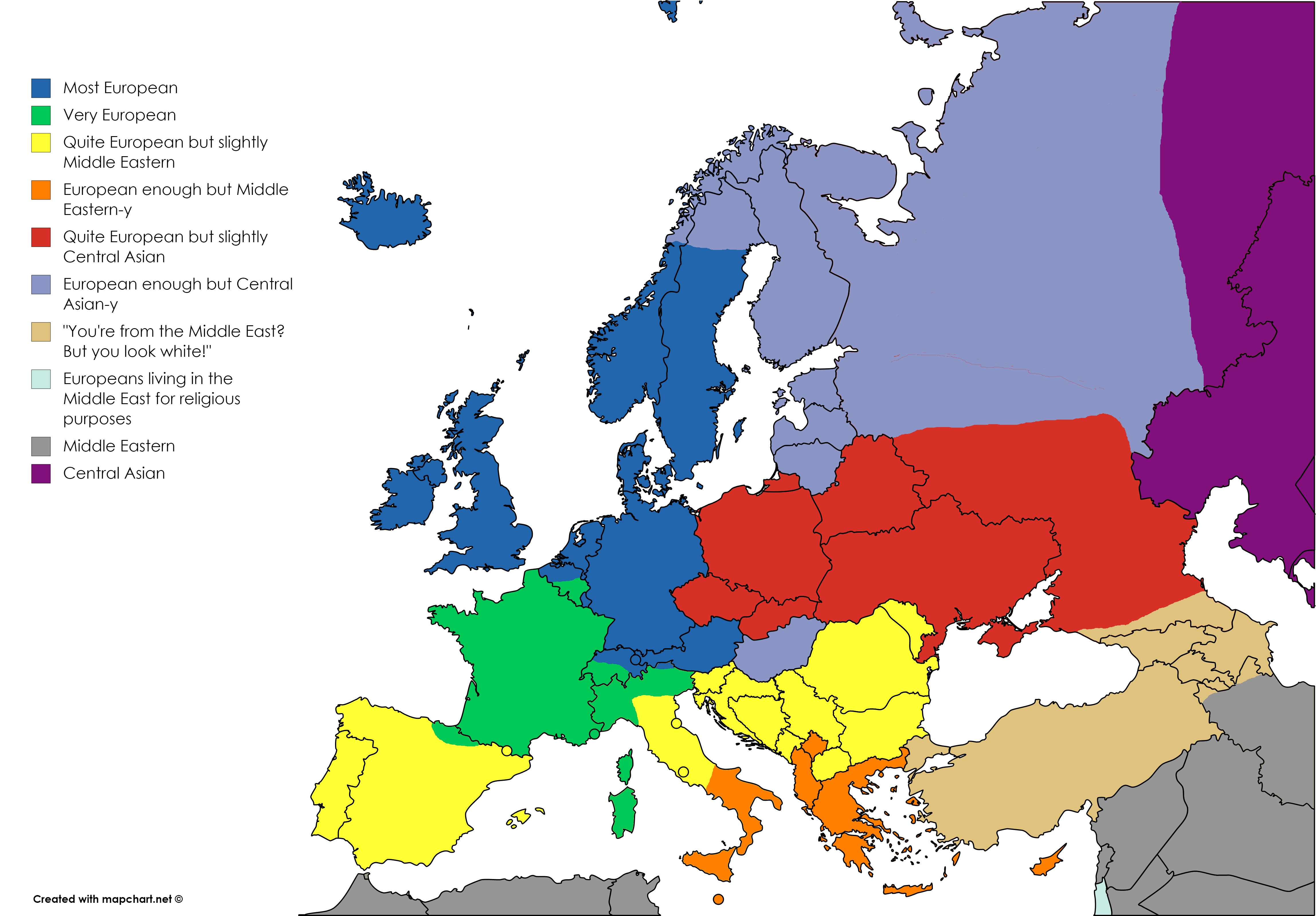 Came From Europe Map Countries by how European they are r/mapporncirclejerk