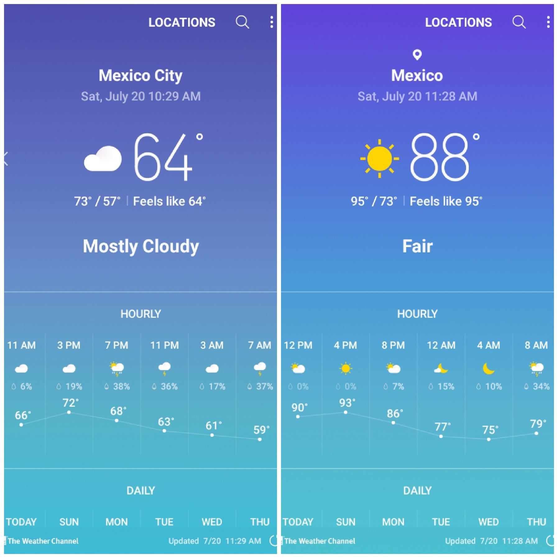 Forecast from Mexico City vs. Mexico, Maine. Thanks, I hate it. r