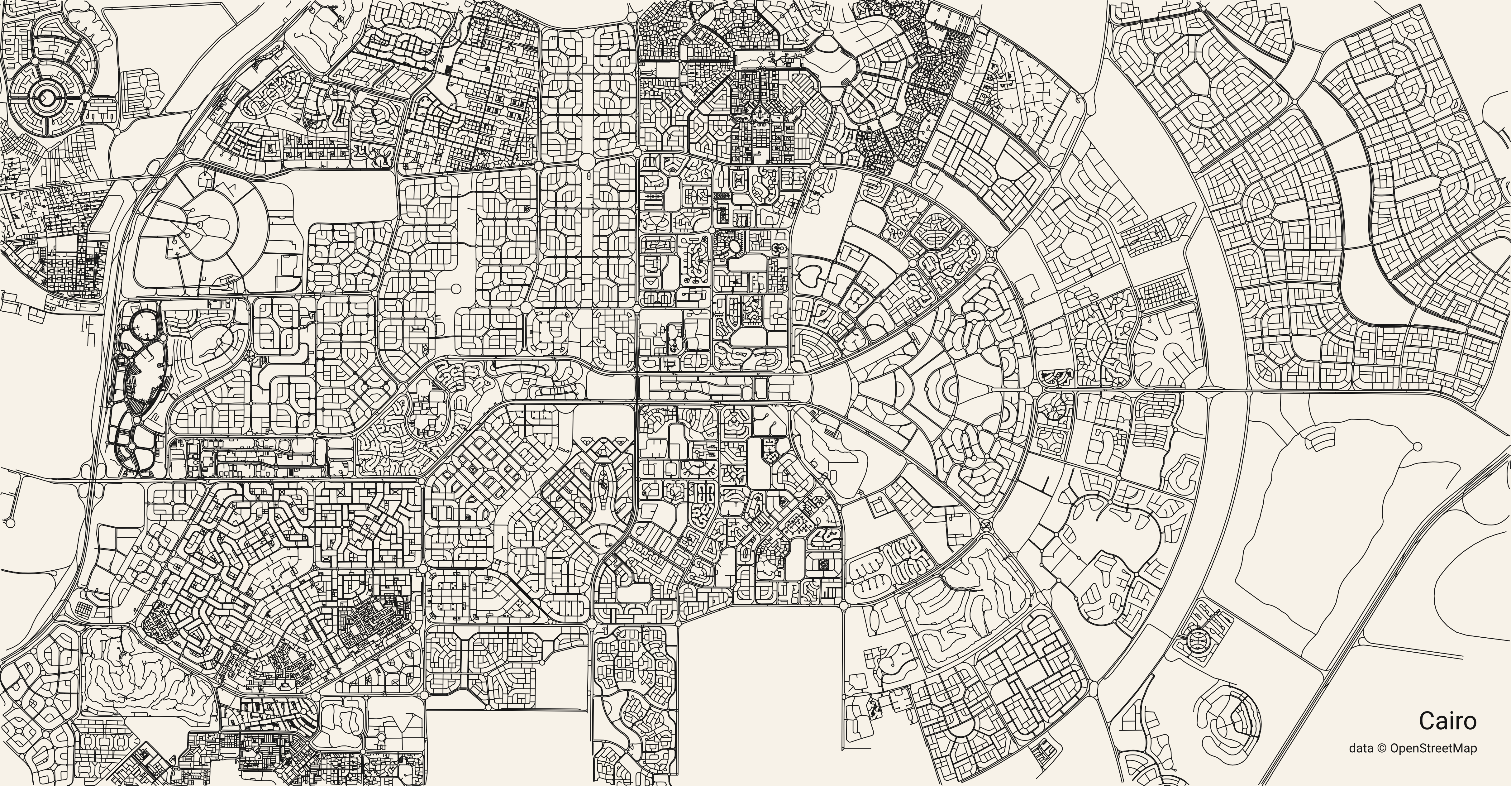 New Cairo city map planing. New Cairo is one of the new cities which