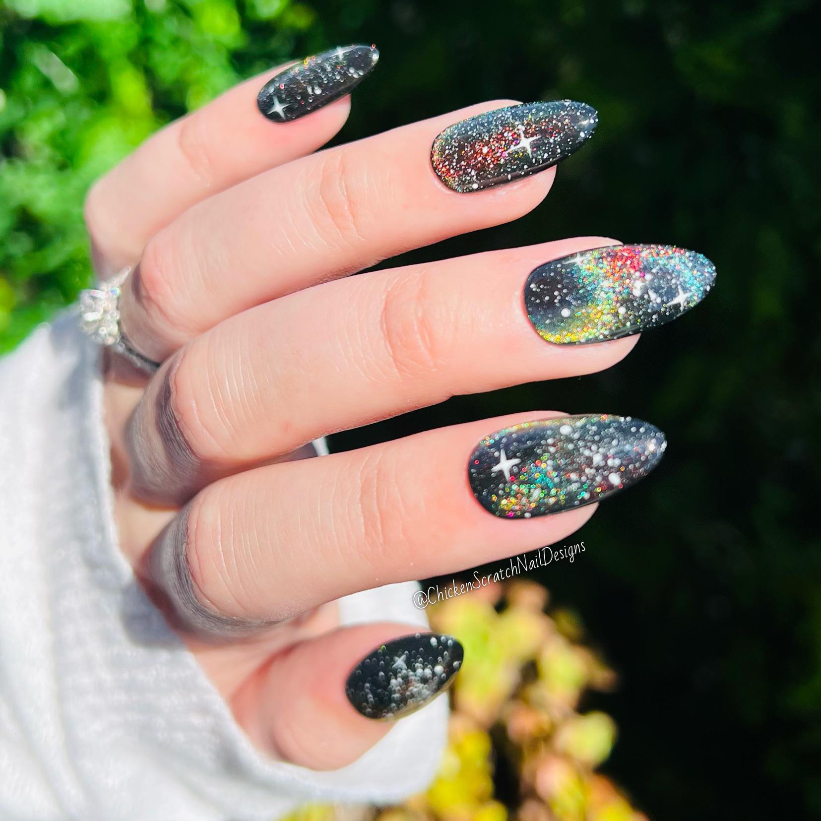 Painted some Dark Nebula Galaxy nails this weekend RedditLaqueristas