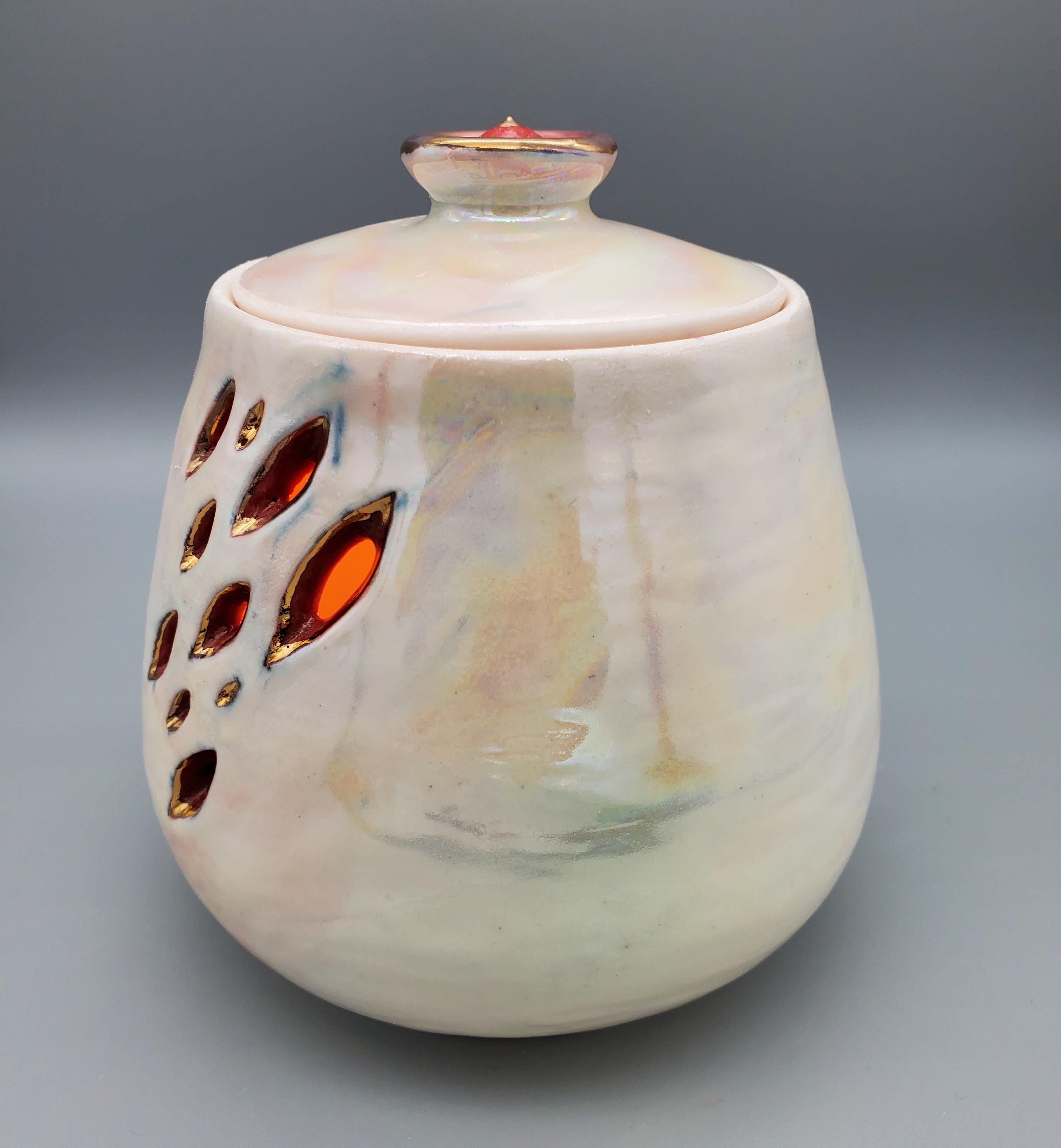 "Skin Deep" cone 5 porcelain, gold luster, mother of pearl luster r