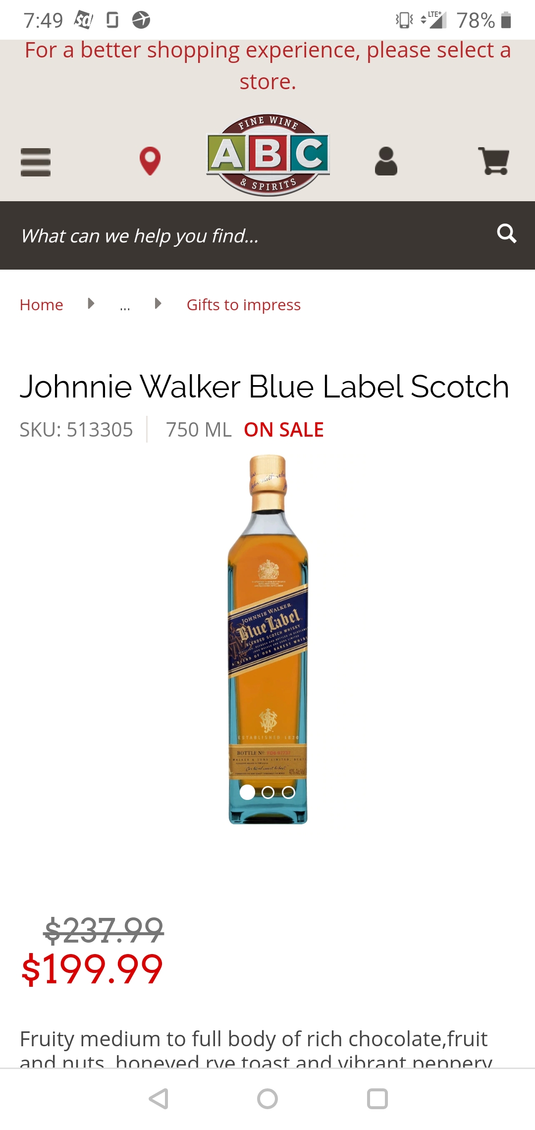 Blue Label on sale ABC r/whiskey