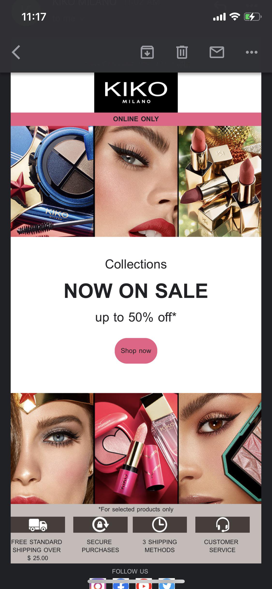 Kiko 50 off on sale on their collections r/MUAontheCheap
