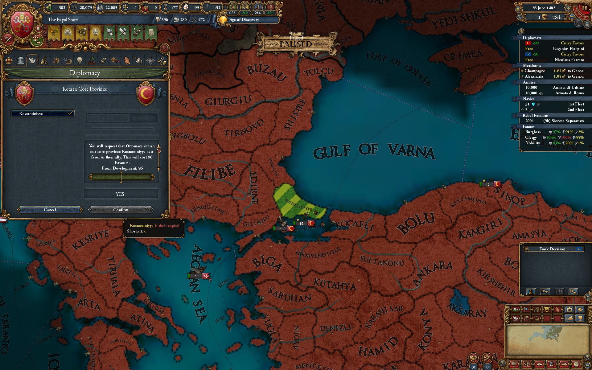 How can I cause Ottomans to move their capital? eu4