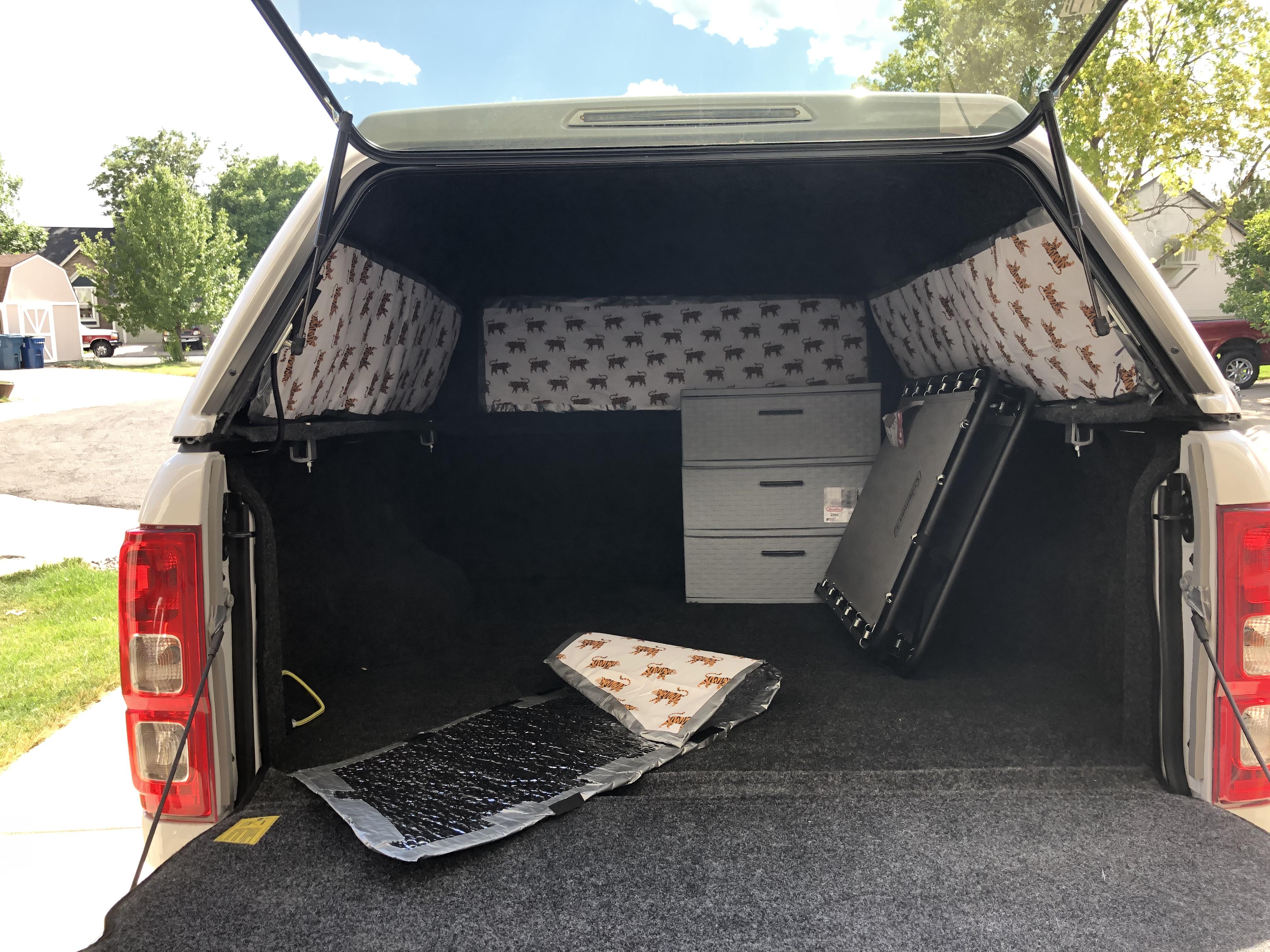 Inexpensive window covers with reflectix, bed sheets, duct tact, and