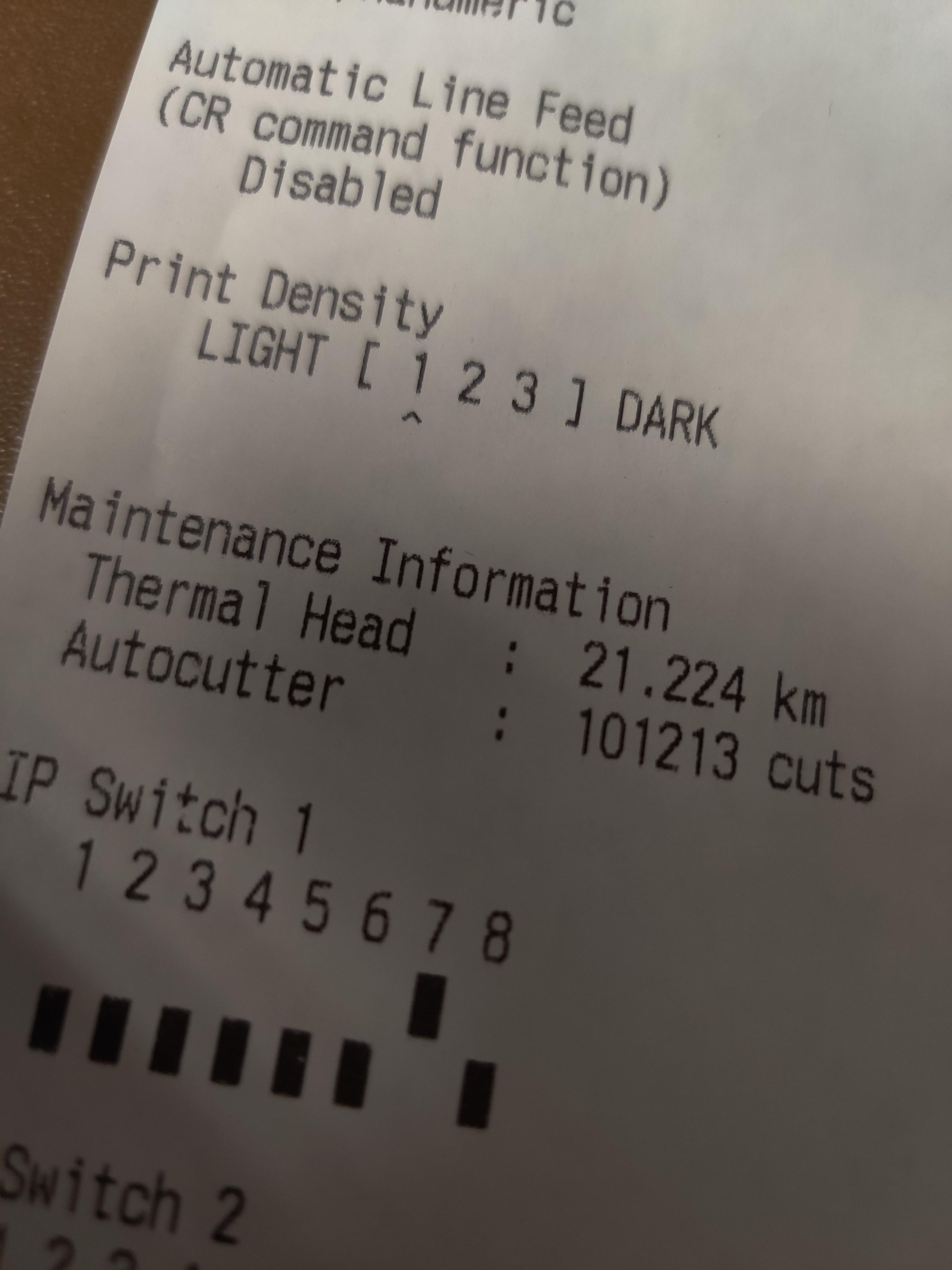 One of my receipt printers at work has printed 21Km of receipts. r