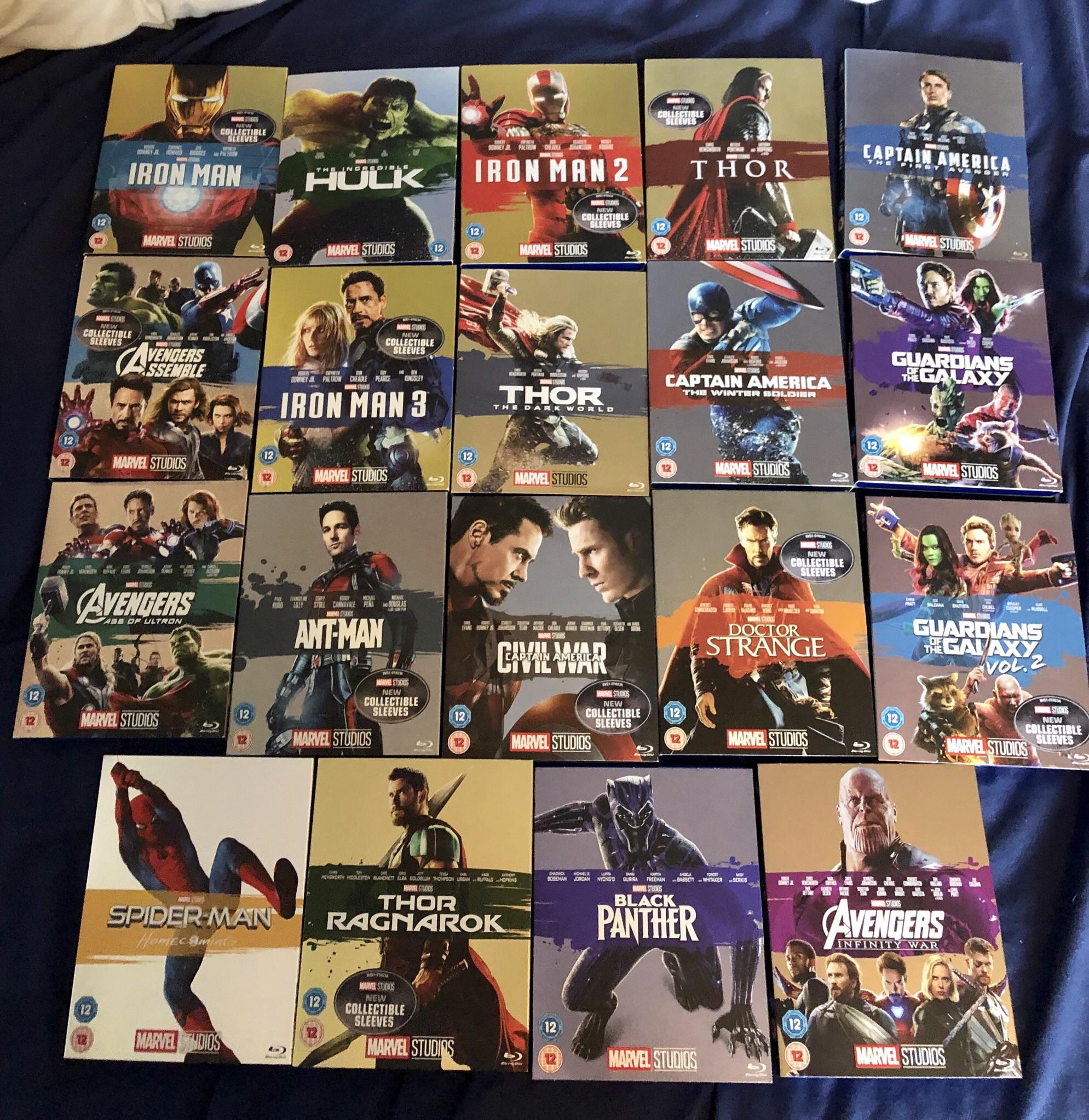 ALL MCU BLURAY SLIPCOVERS *Iron Man Infinity War* marvelstudios