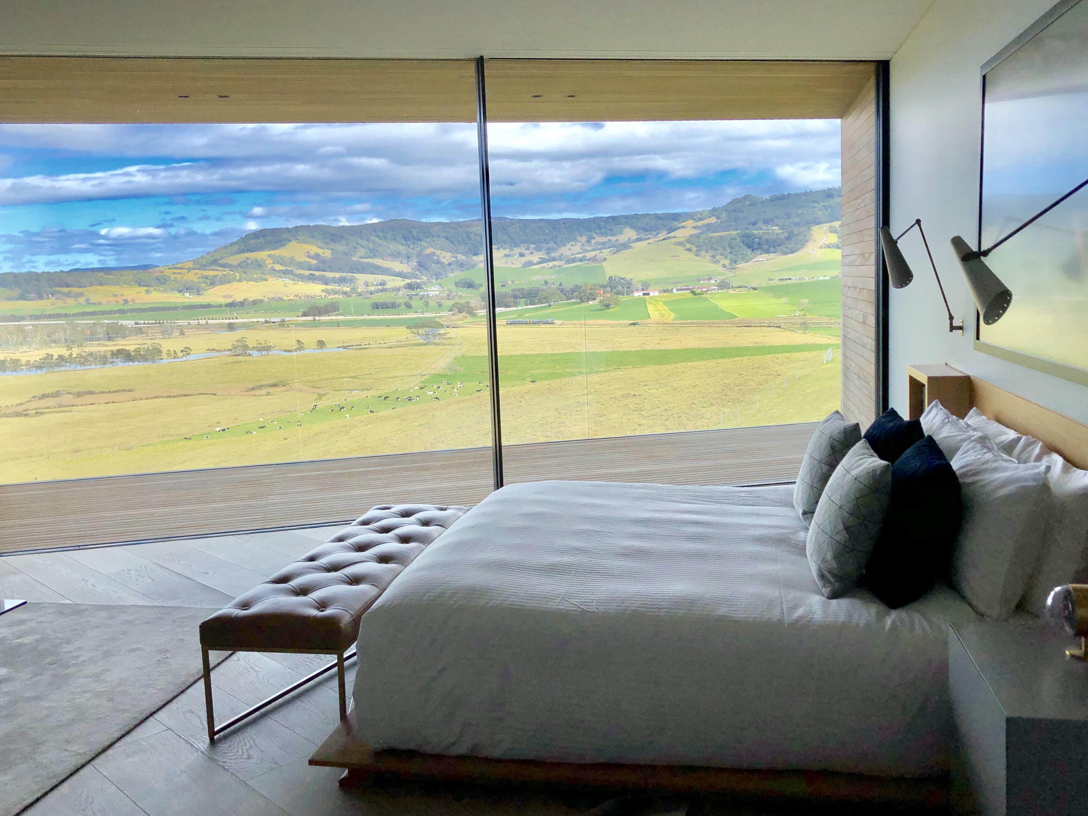 No blinds no worries Master bedroom view in Dovecote holiday house in