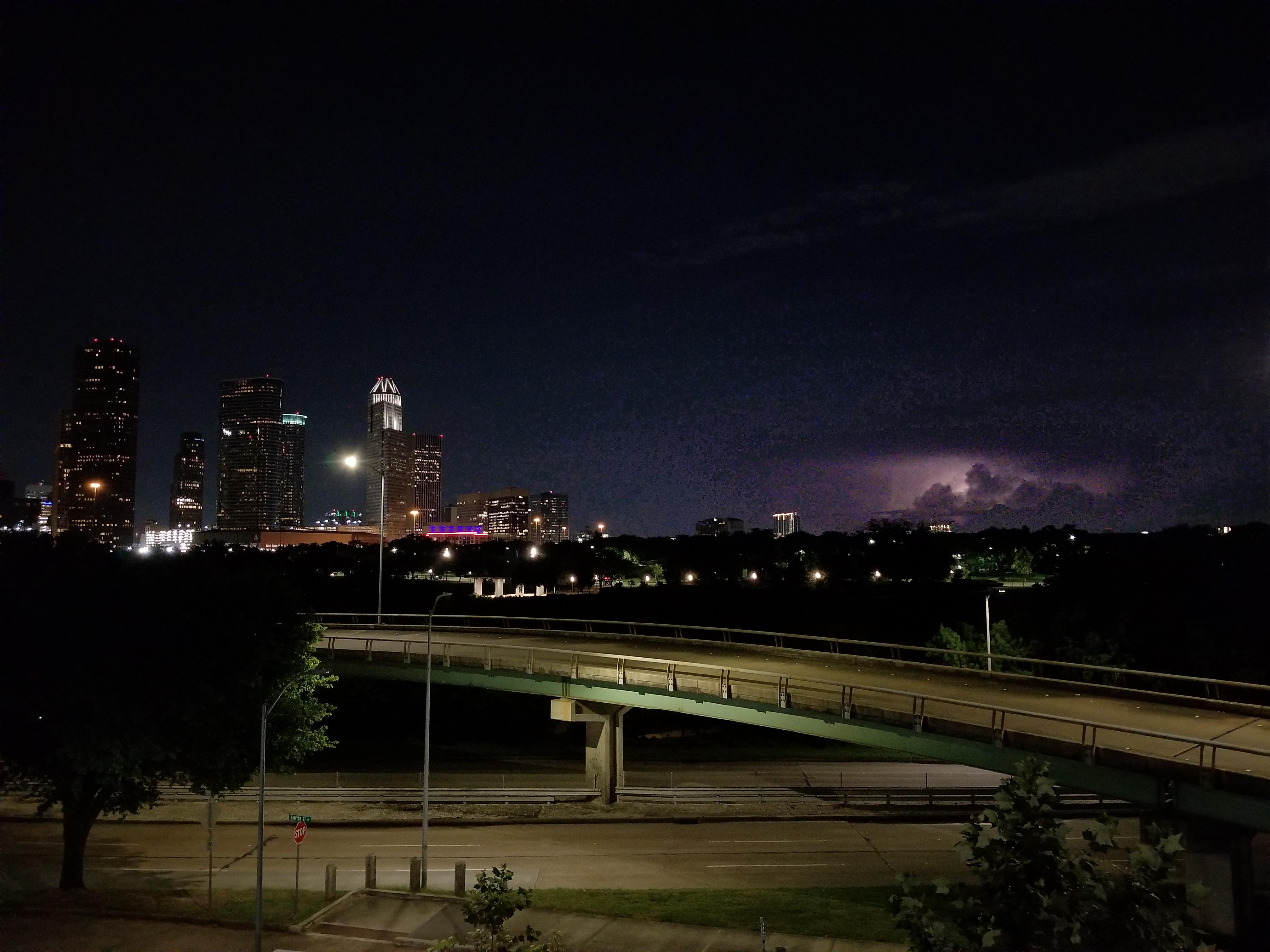 Quite a light show over Houston right now r/houston