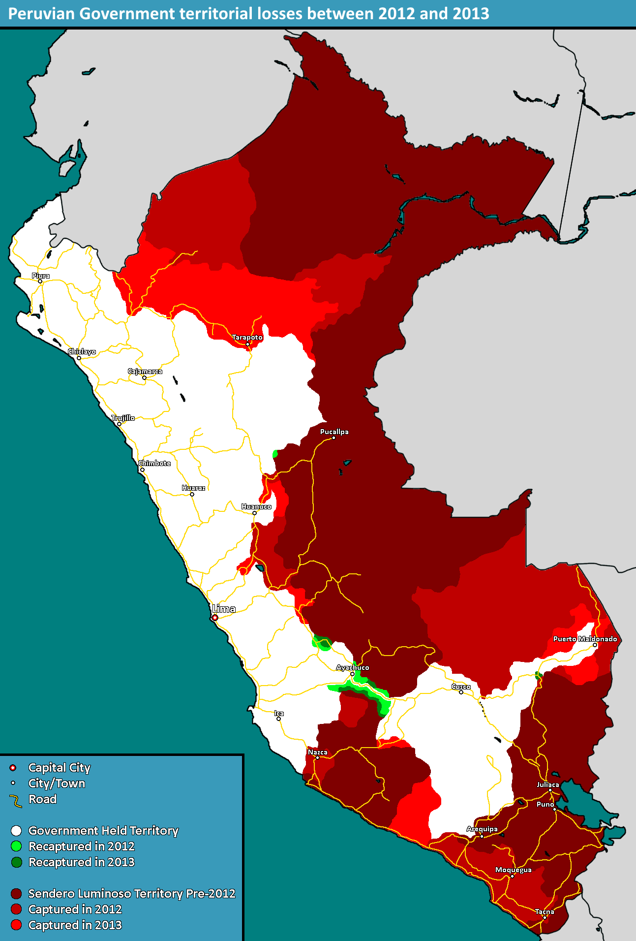 Map of the Peruvian Civil War before the 2014 Fall of Lima (Sov II's
