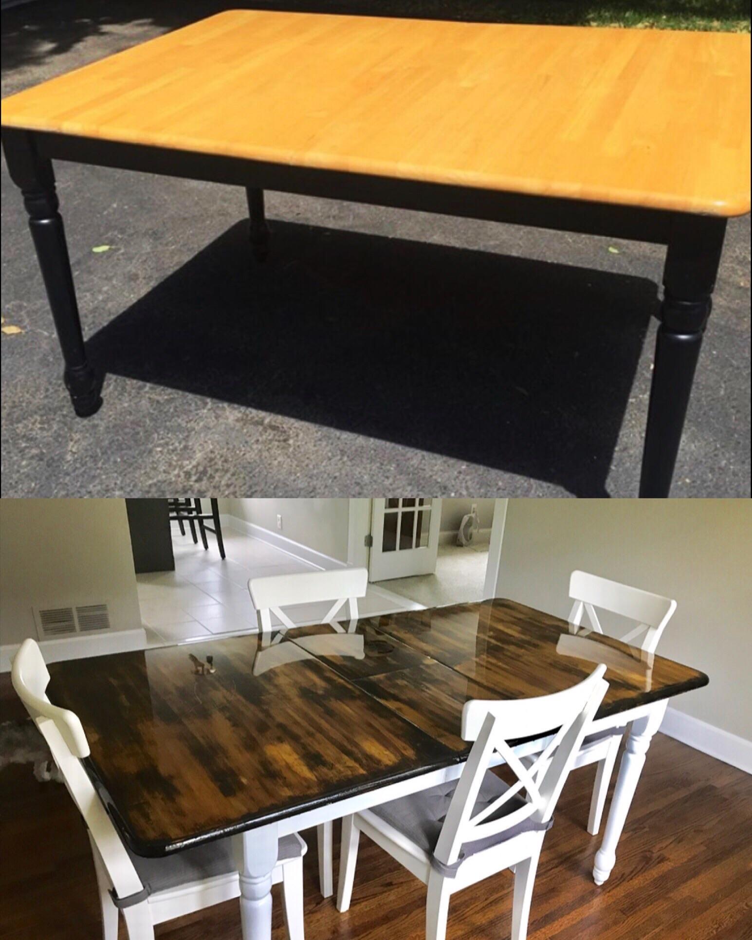Thrifted table for 35.... refinished into a farmhouse table similar to