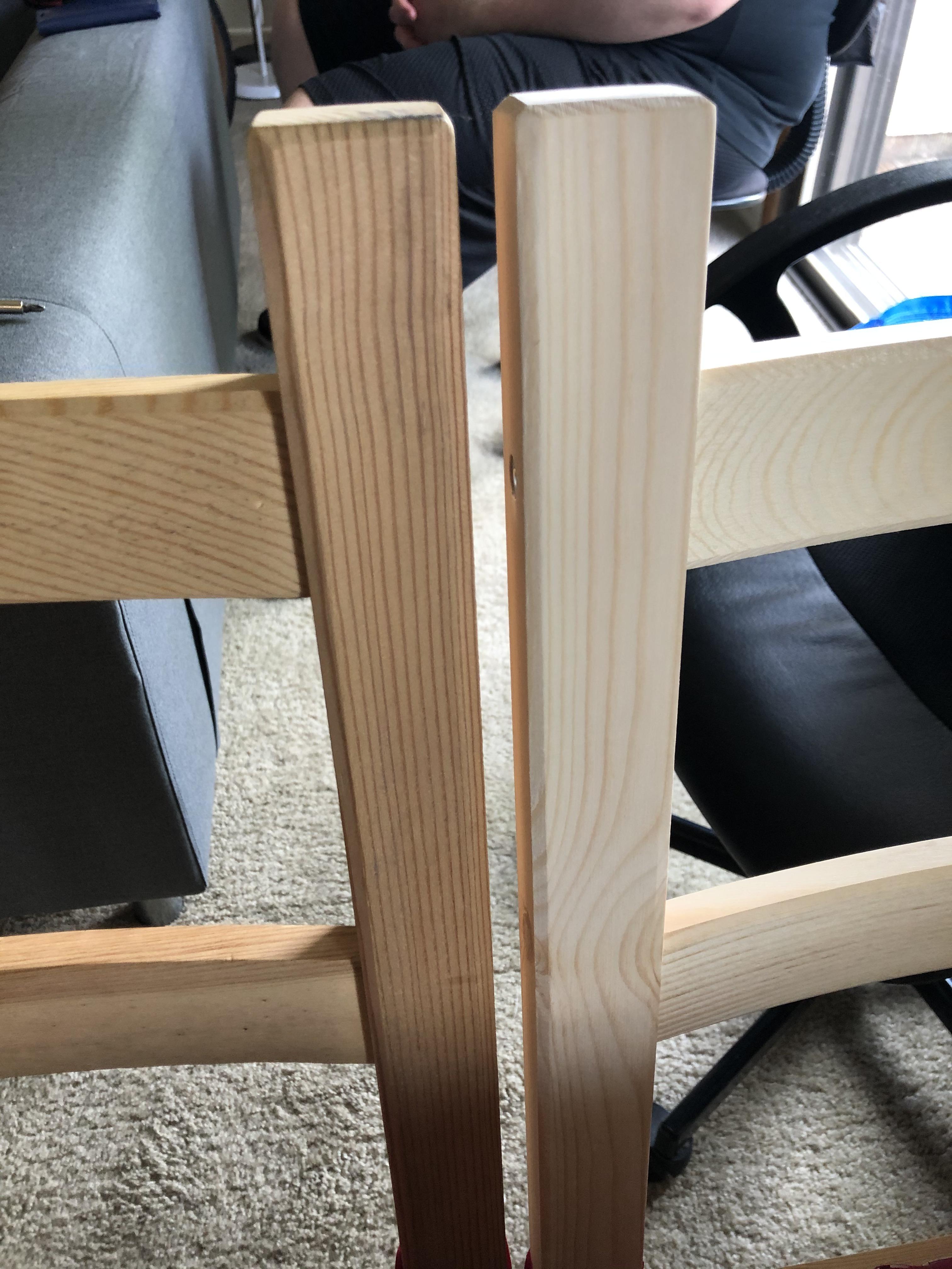 IKEA IVAR chair comparison showing the effect of aging on Pine, 4 years