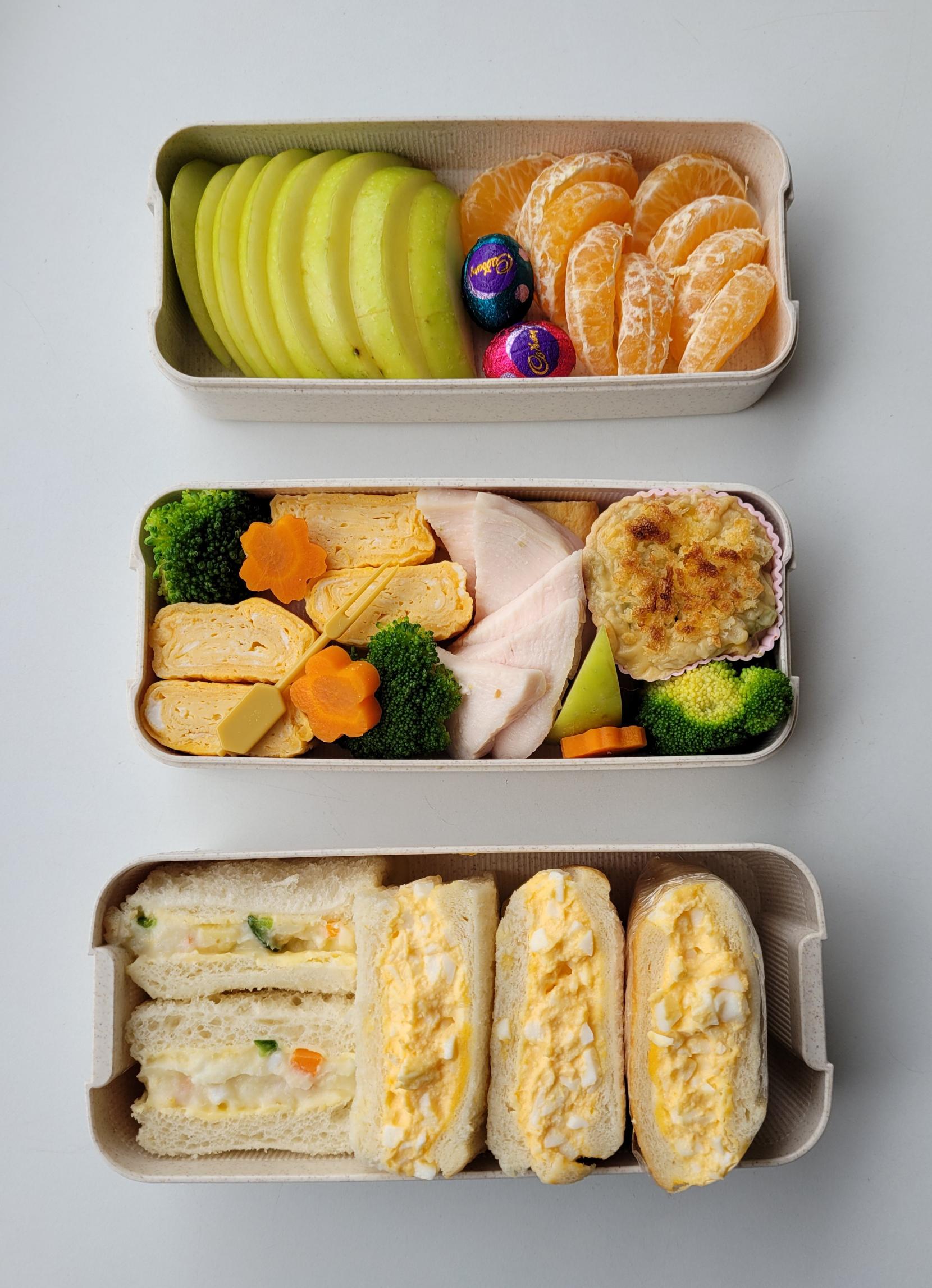 Japanese potato salad and egg salad sandwich bento I made for lunch