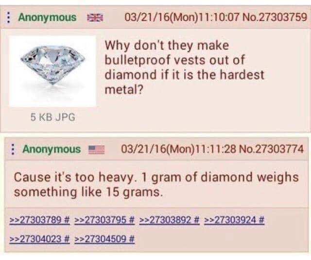 Diamonds are heavier than....diamonds? r/confidentlyincorrect