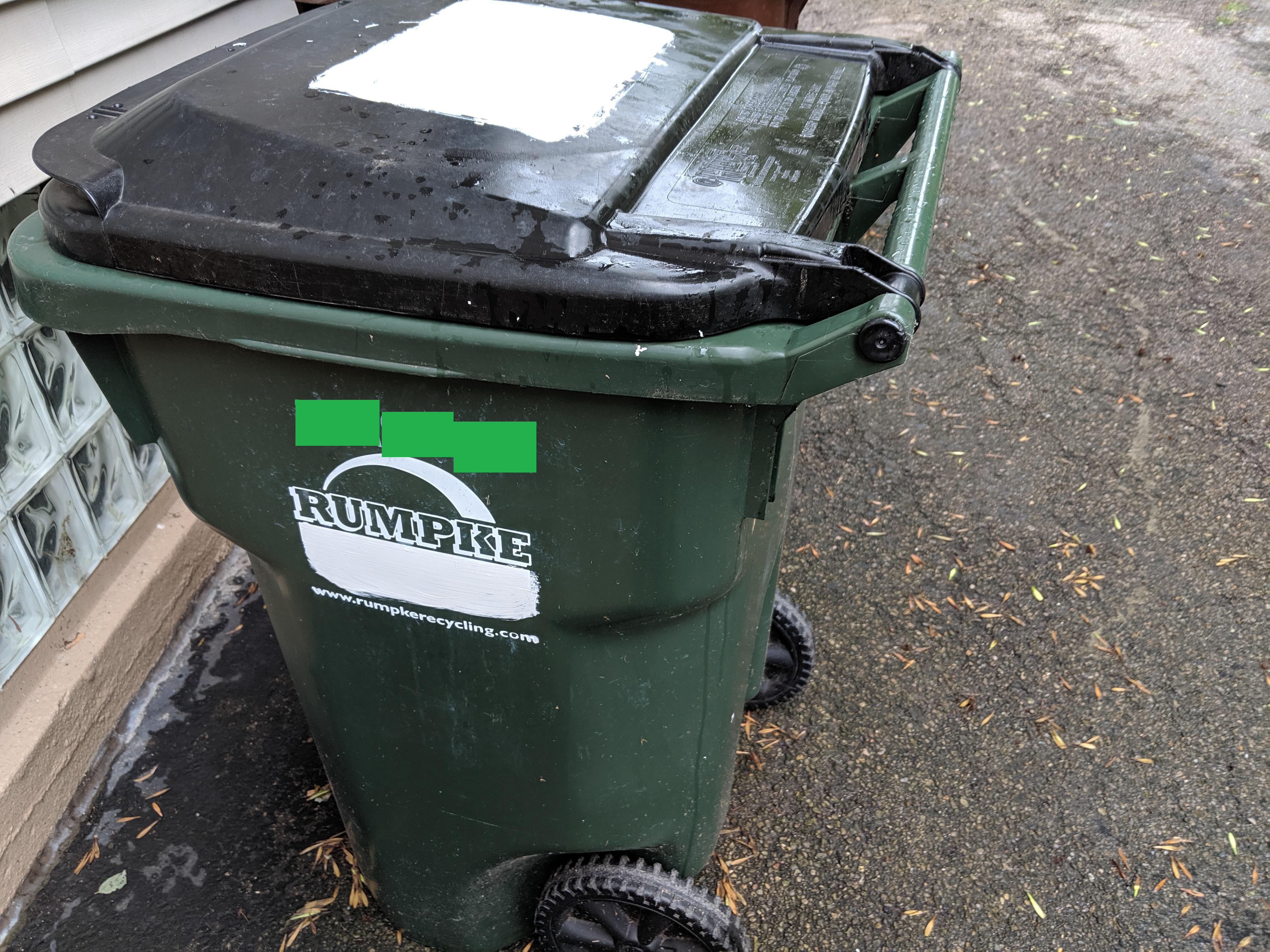 Ummm someone painted my recycling bin with white paint? Doesn't seem