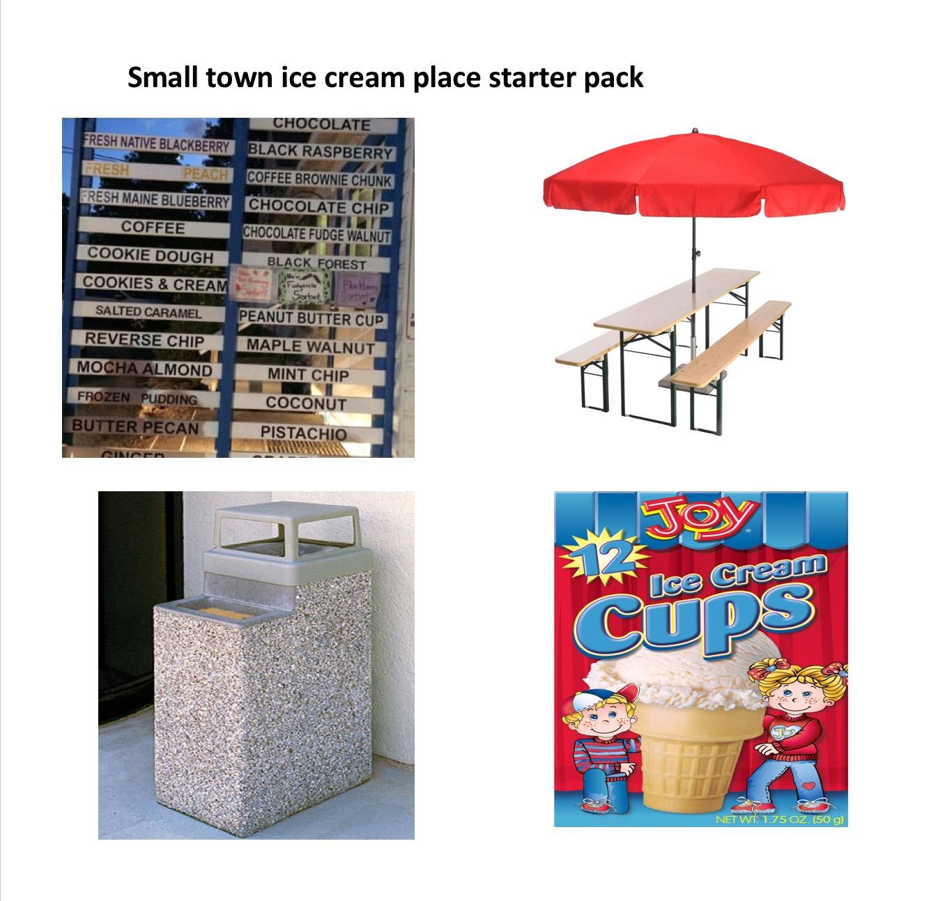Small town ice cream place starter pack r/starterpacks