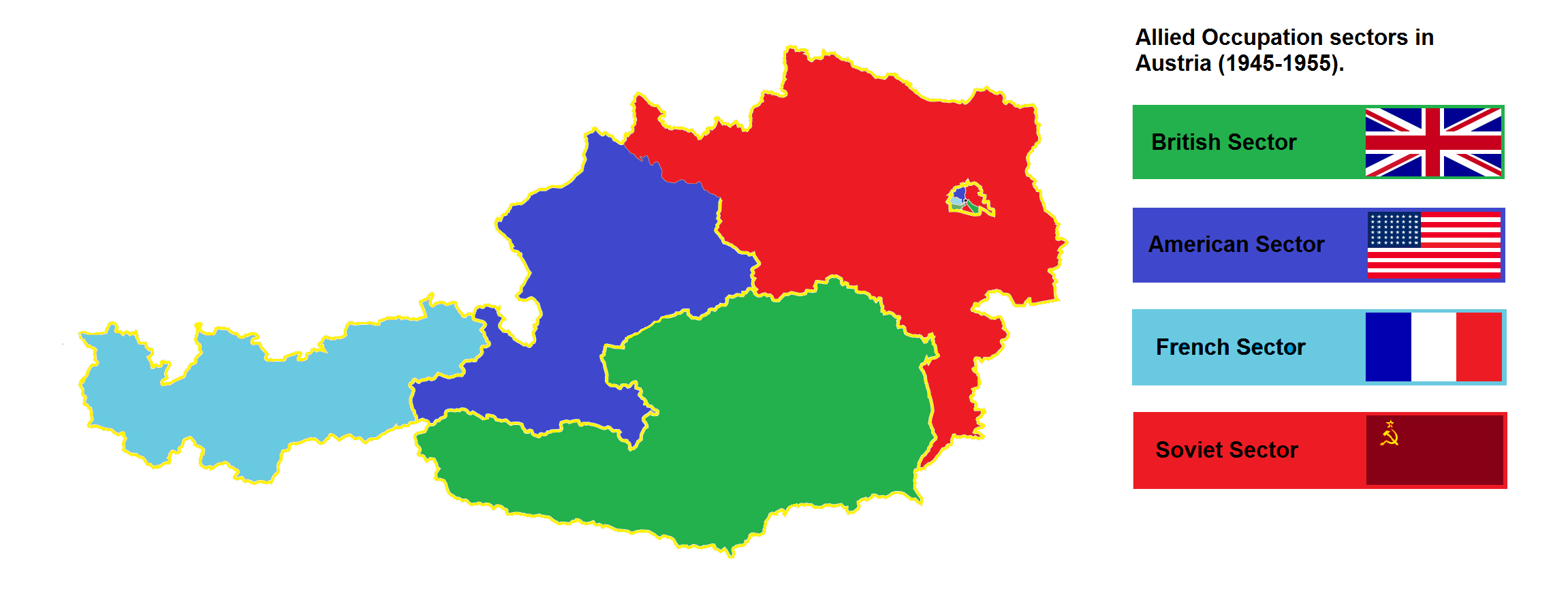 Besatzungszonen Österreich Karte Allied occupation zones of Austria, 19451955. [2,302x884] MapPorn