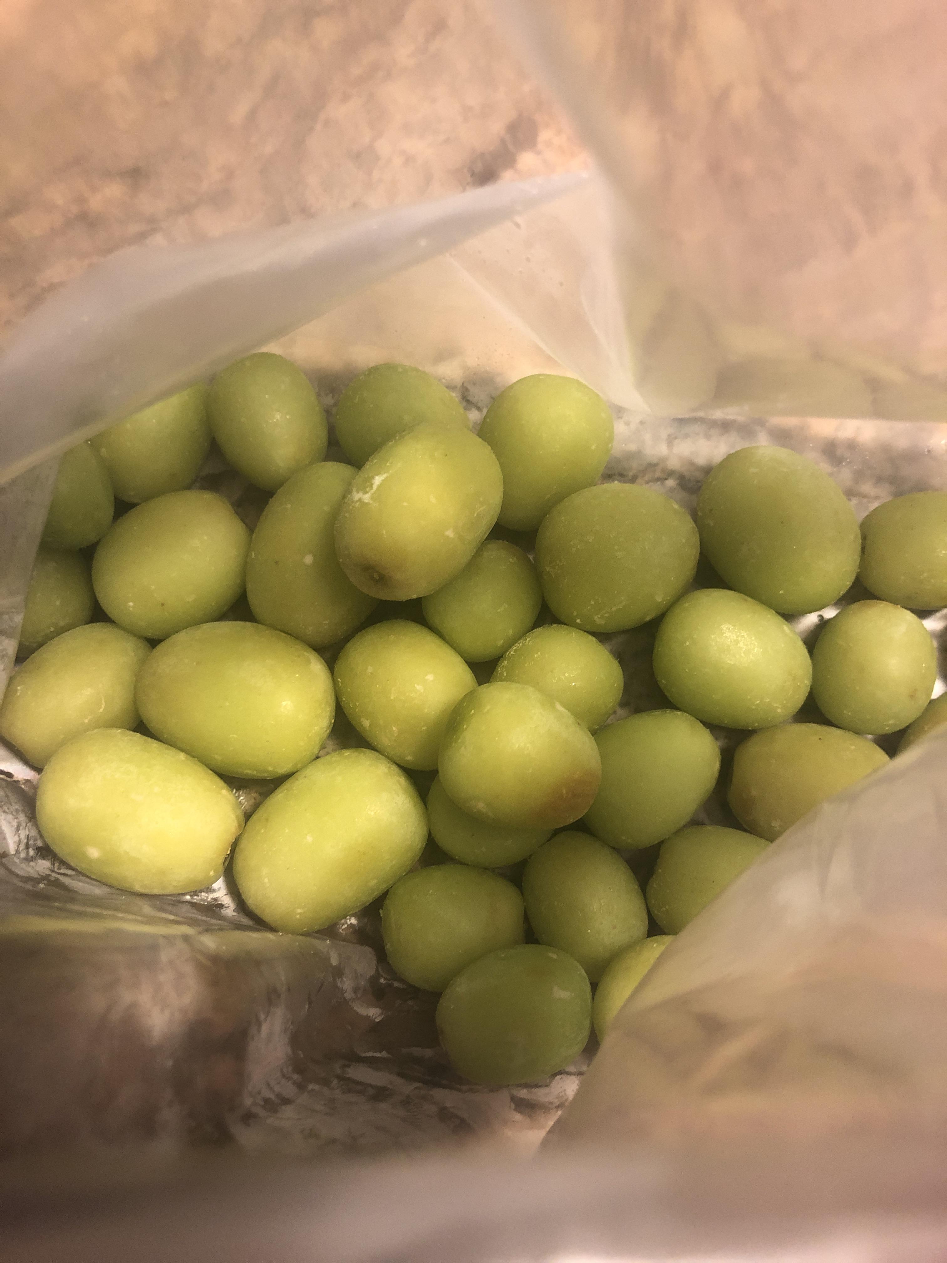 Idk who needs this in their life but frozen cotton candy green grapes
