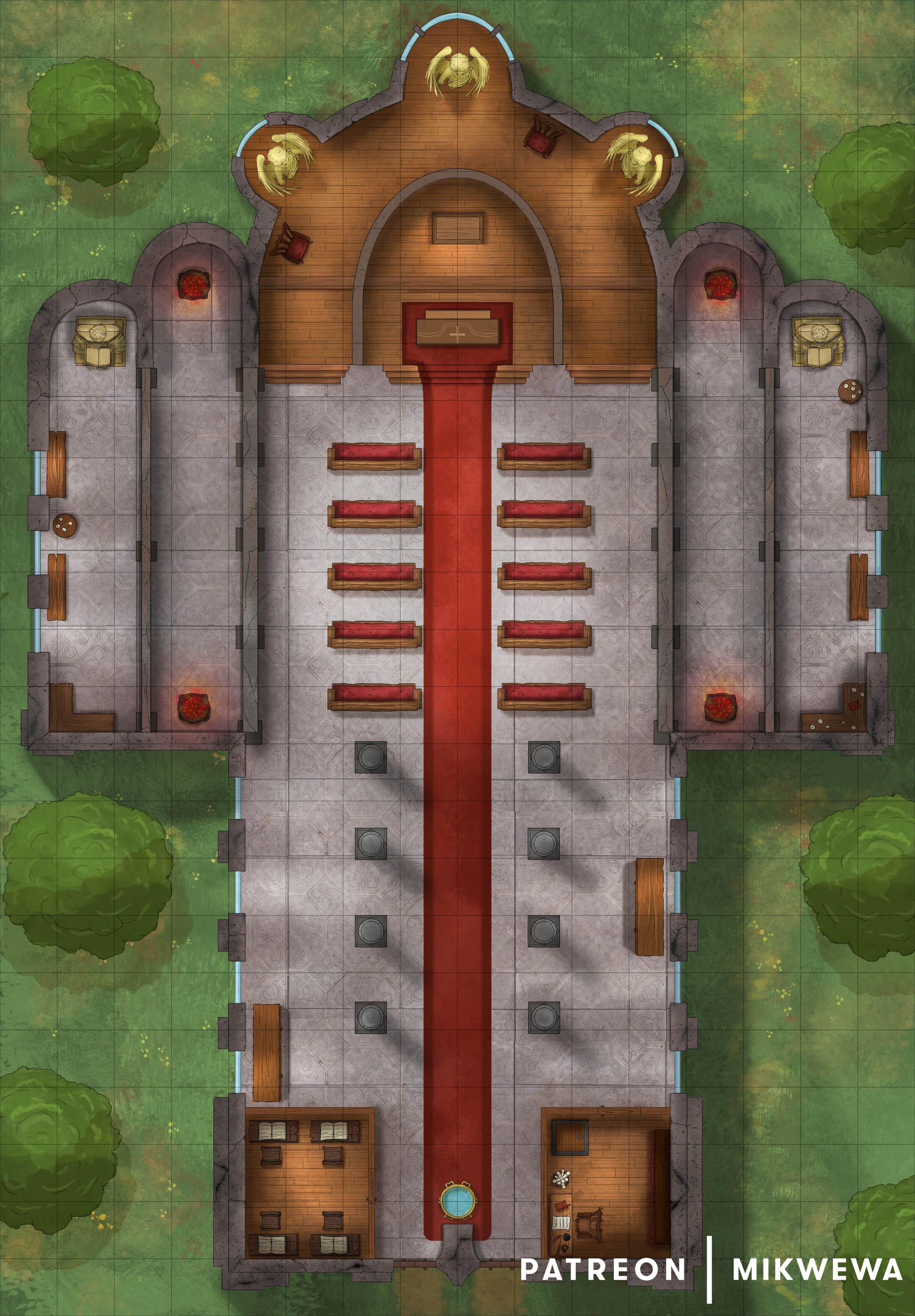 [OC] Church in the Forest [16x23] + and two encounters r/DnD