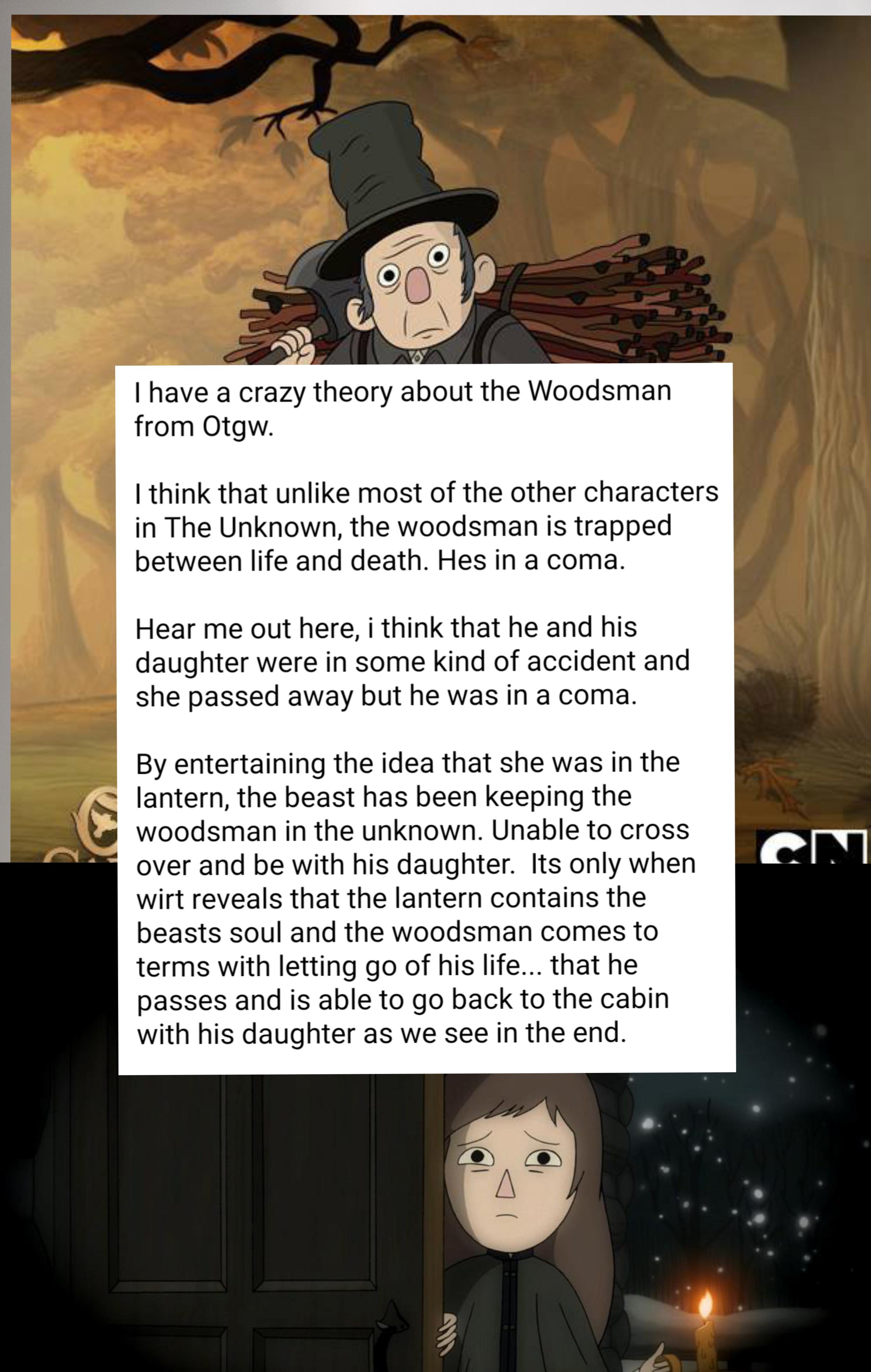 CRAZY THEORY ABOUT THE WOODSMAN. let me know your thoughts r