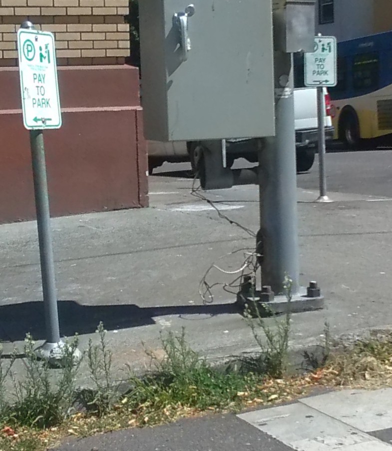 Downtown light pole electricity theft this Sunday. This is out of
